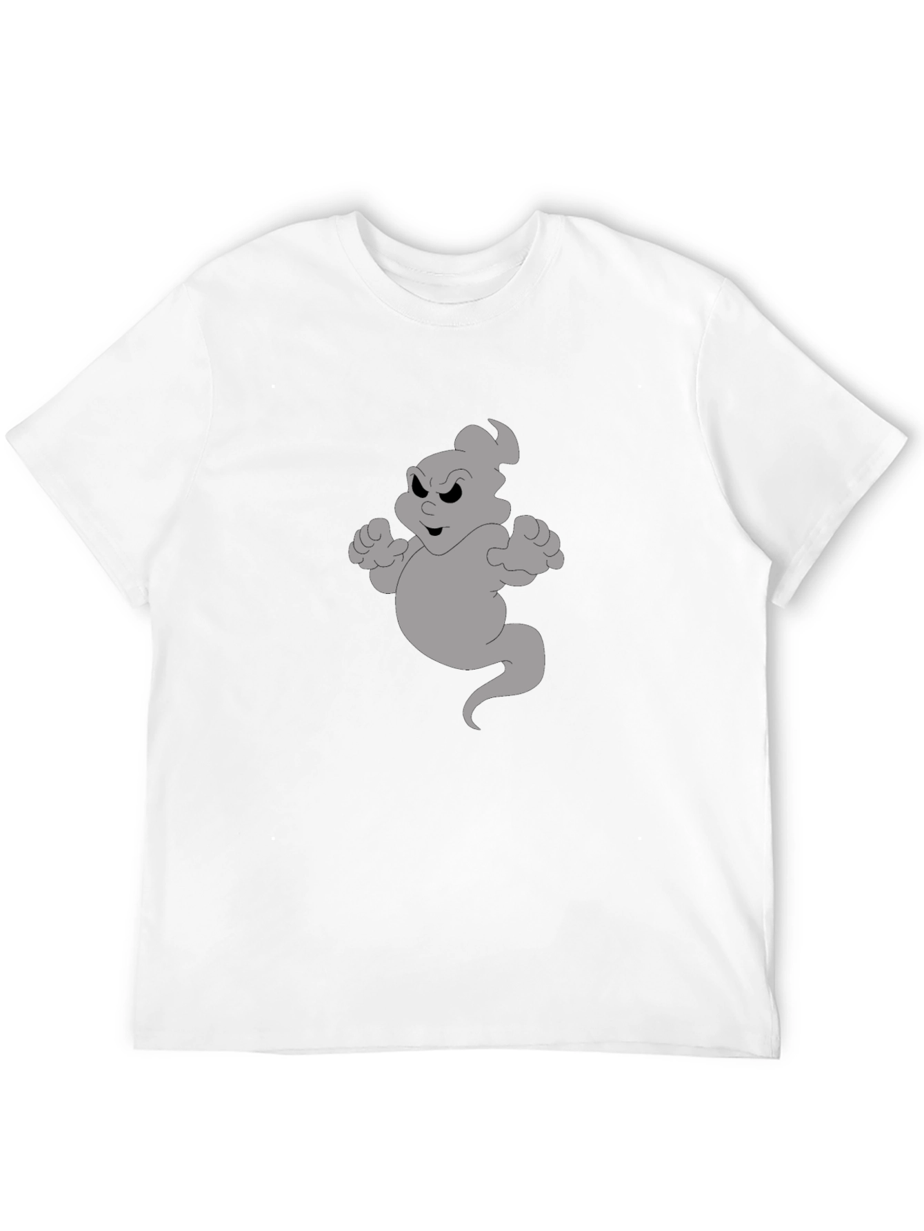 Cartoon Ghost Graphic Tee - Black Cotton Shirt