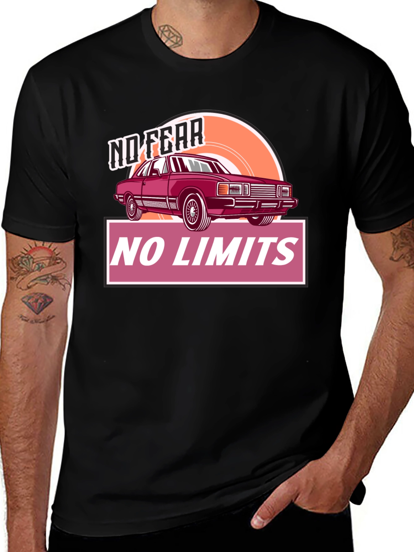 No Fear No Limits Car Graphic T-Shirt
