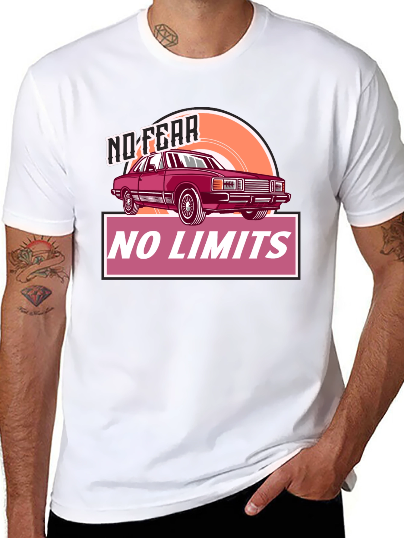 No Fear No Limits Car Graphic T-Shirt