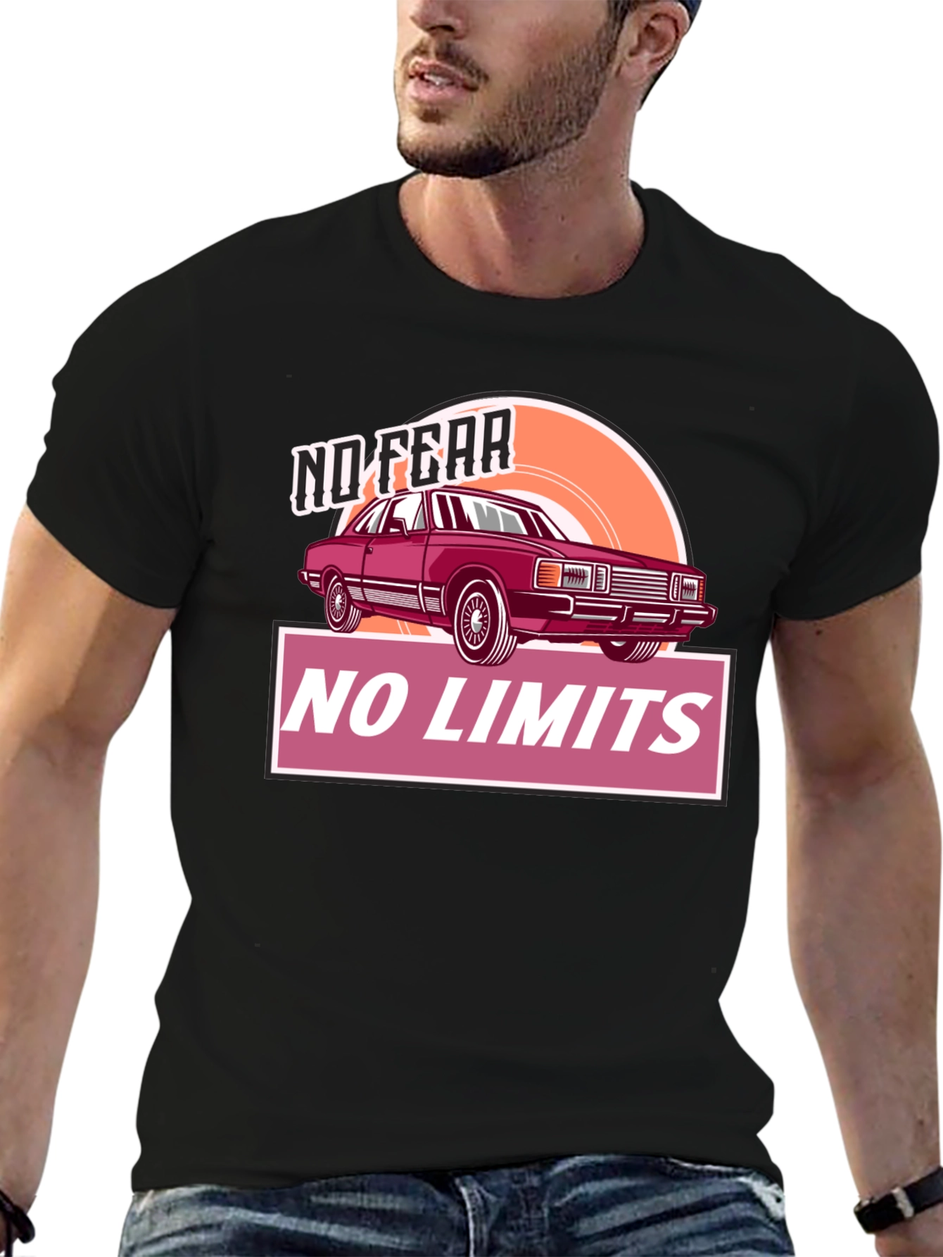 No Fear No Limits Car Graphic T-Shirt