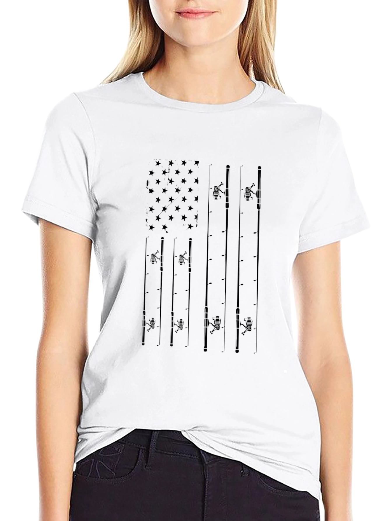 Fishing Rod American Flag Graphic Tee