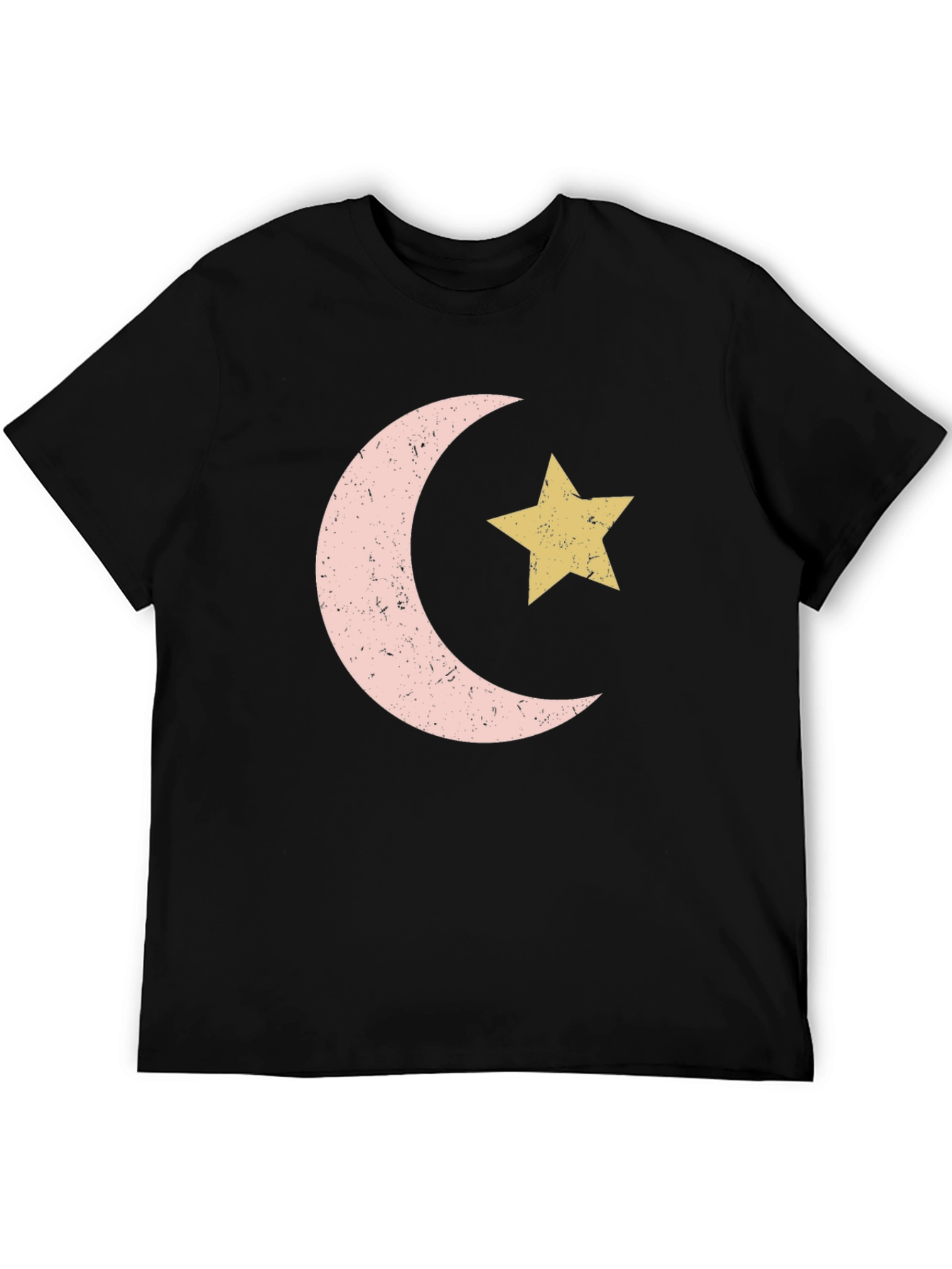 Crescent Moon and Star Graphic Tee - Black