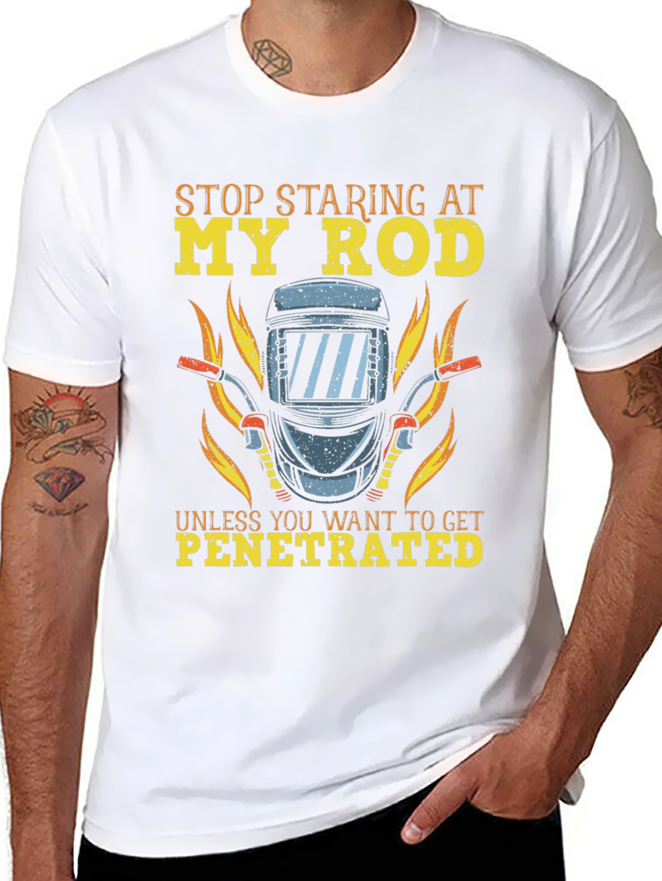 Funny Welder T-Shirt - Stop Staring My Rod
