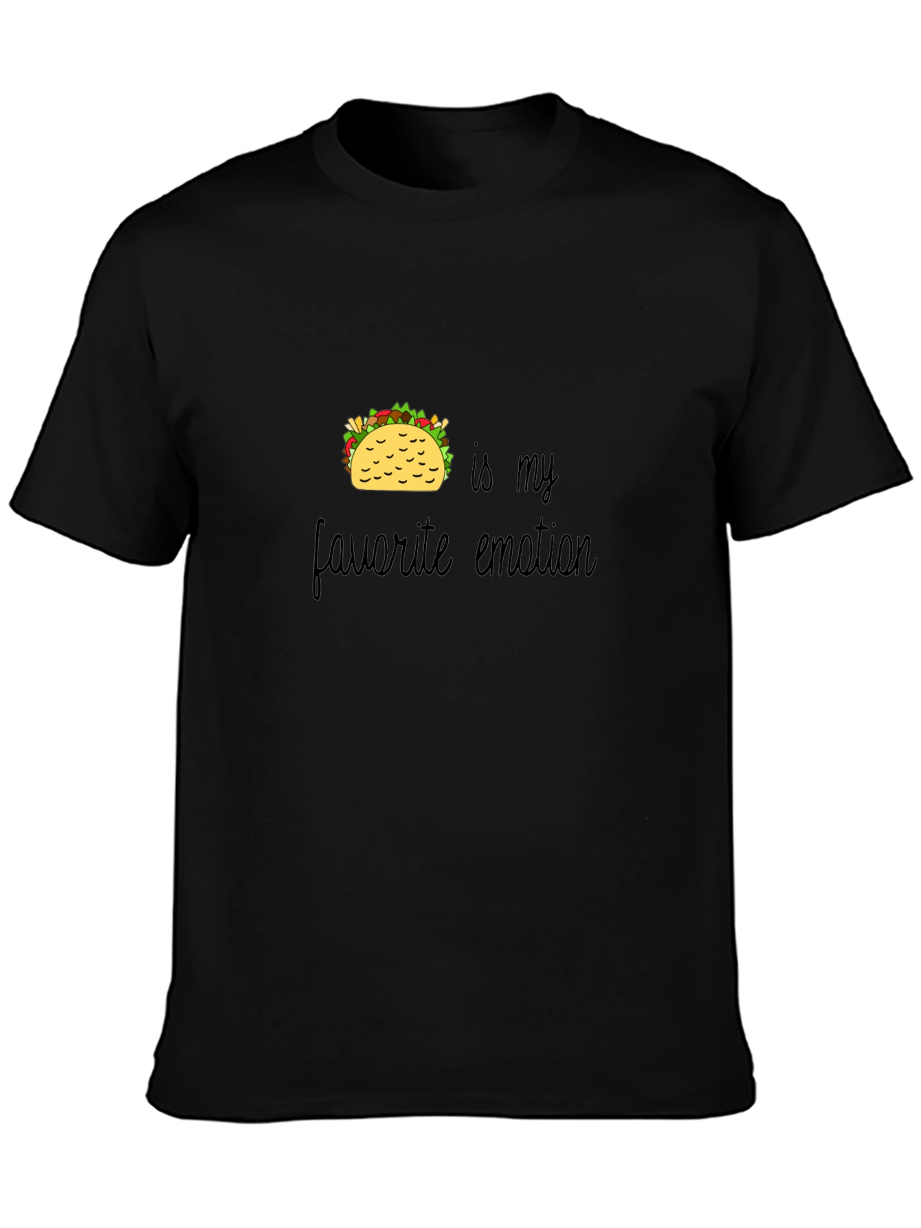 Taco Emotion Graphic T-Shirt - Black Casual Wear