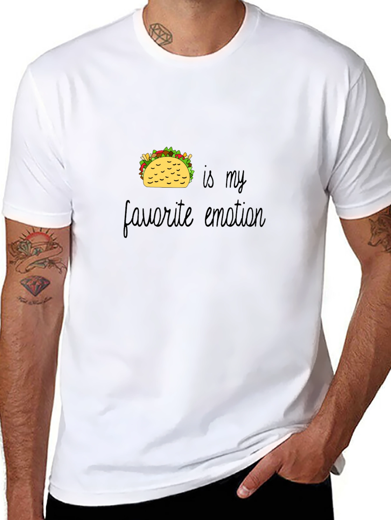 Taco Emotion Graphic T-Shirt - Black Casual Wear