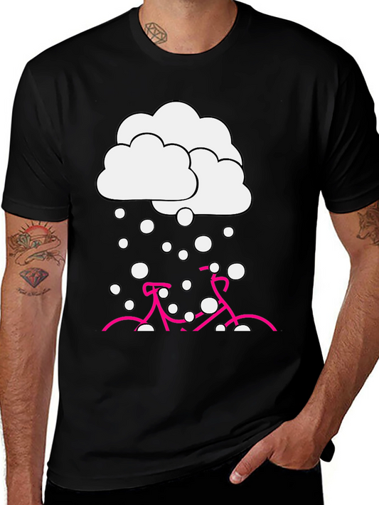 Snowy Bike Graphic Tee - Black Cotton Blend
