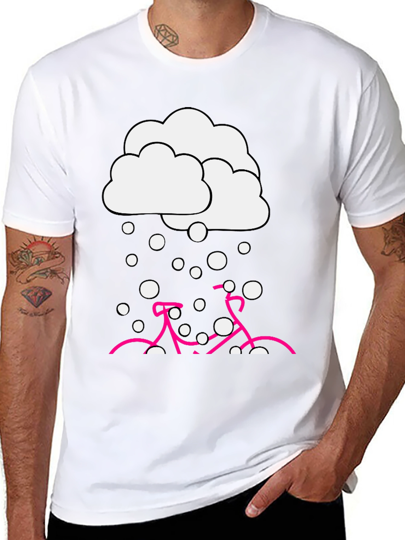 Snowy Bike Graphic Tee - Black Cotton Blend