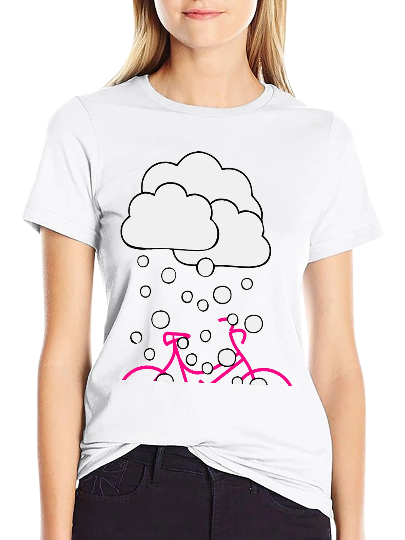Snowy Bike Graphic Tee - Black Cotton Blend