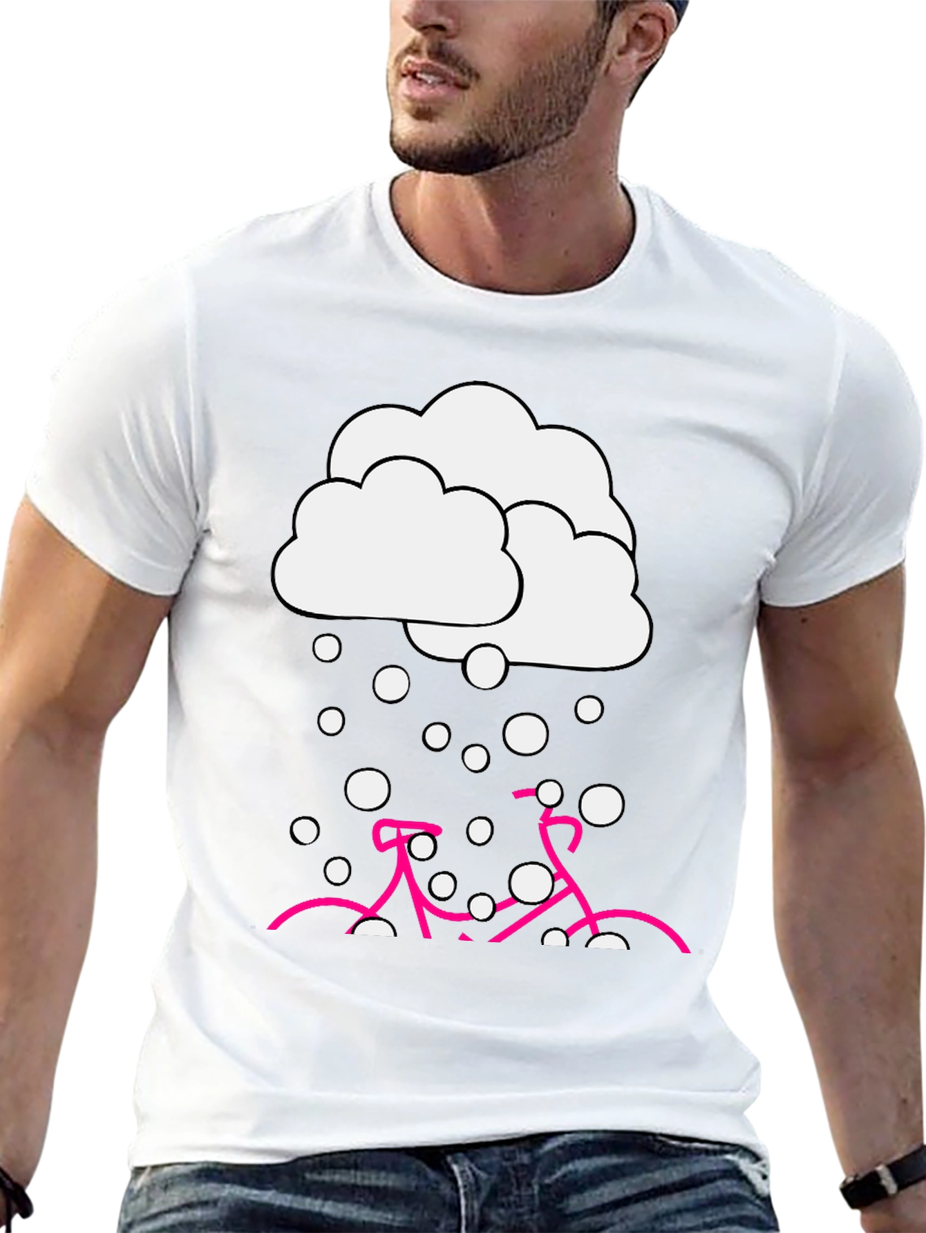 Snowy Bike Graphic Tee - Black Cotton Blend