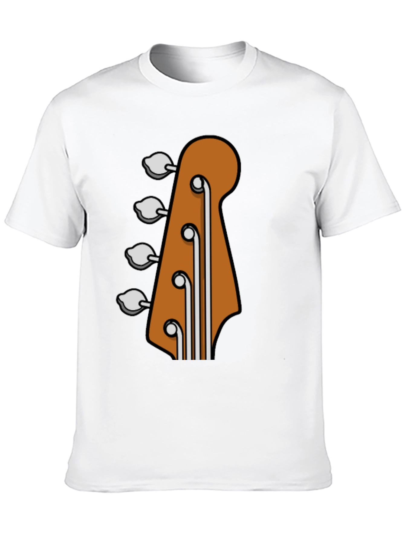 Bass Guitar Headstock Graphic Tee - Black Cotton T-Shirt