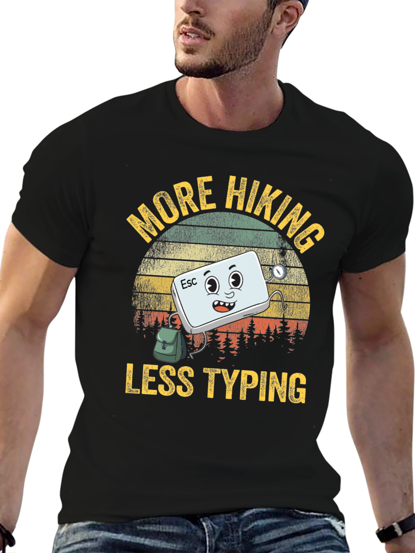 More Hiking Less Typing Graphic T-Shirt