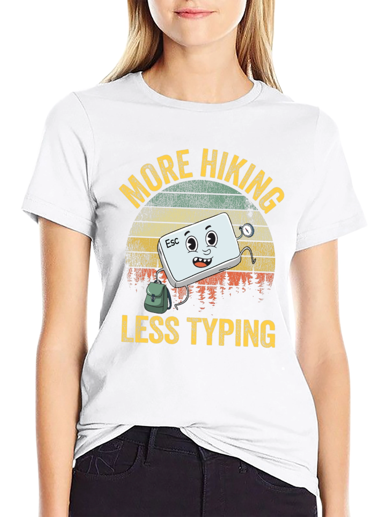 More Hiking Less Typing Graphic T-Shirt