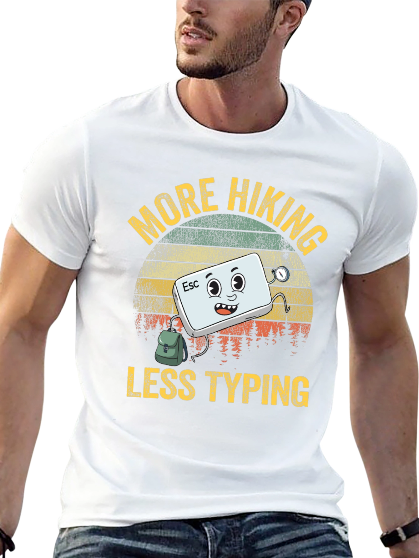 More Hiking Less Typing Graphic T-Shirt