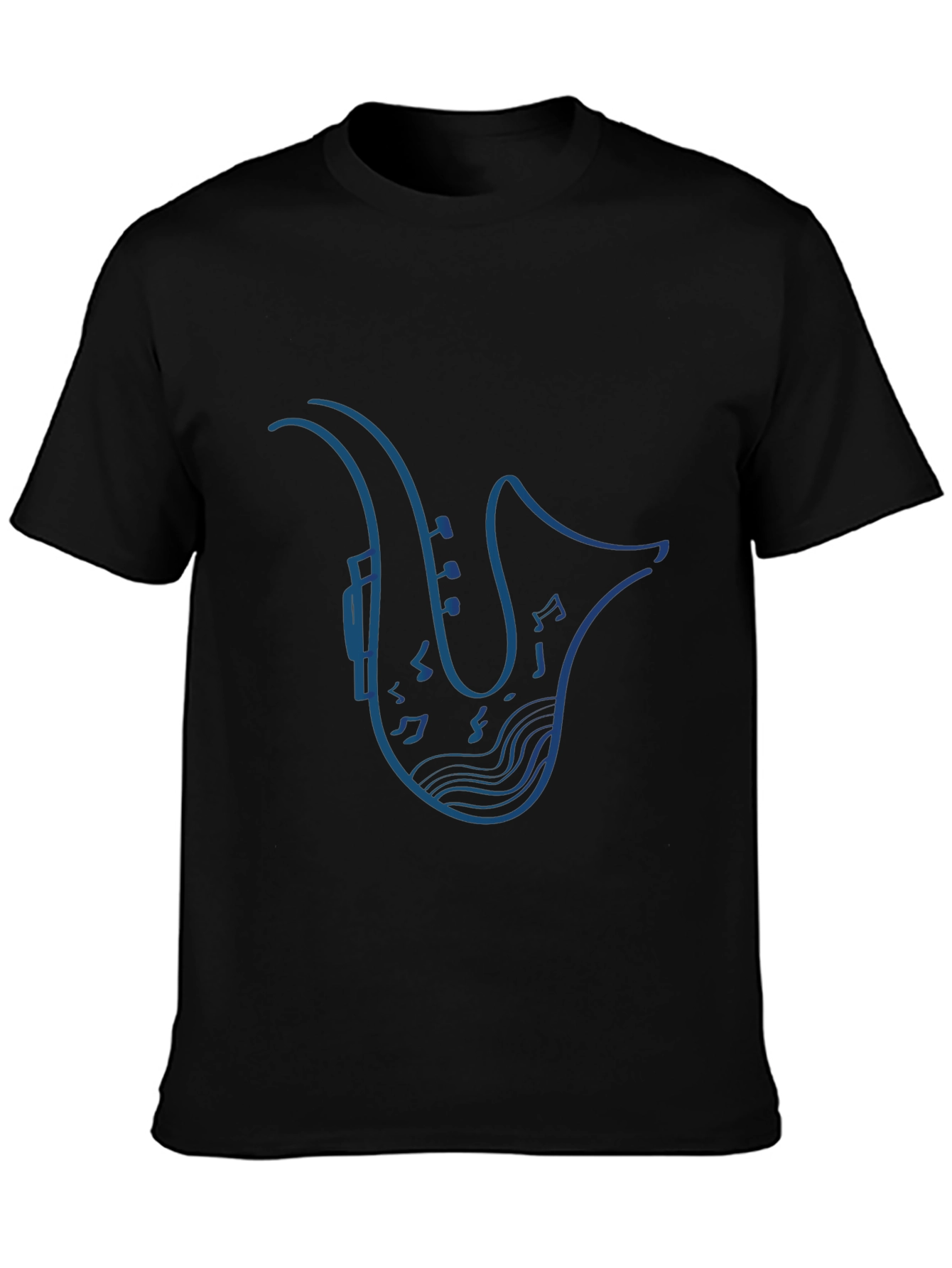 Saxophone Music Notes Graphic Tee - Stylish Black T-Shirt