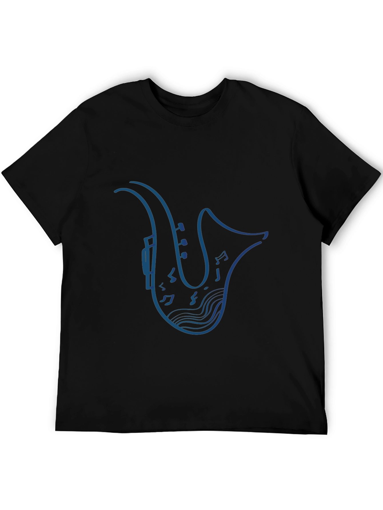 Saxophone Music Notes Graphic Tee - Stylish Black T-Shirt