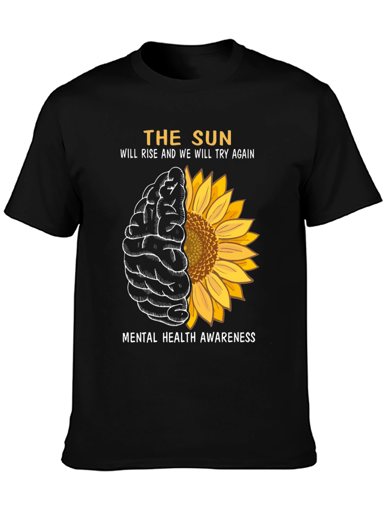 Mental Health Awareness Sunflower Brain T-Shirt