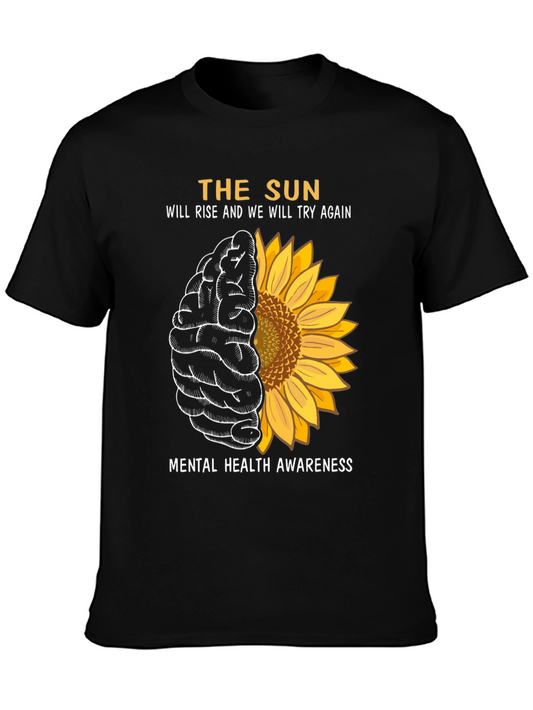 Mental Health Awareness Sunflower Brain T-Shirt