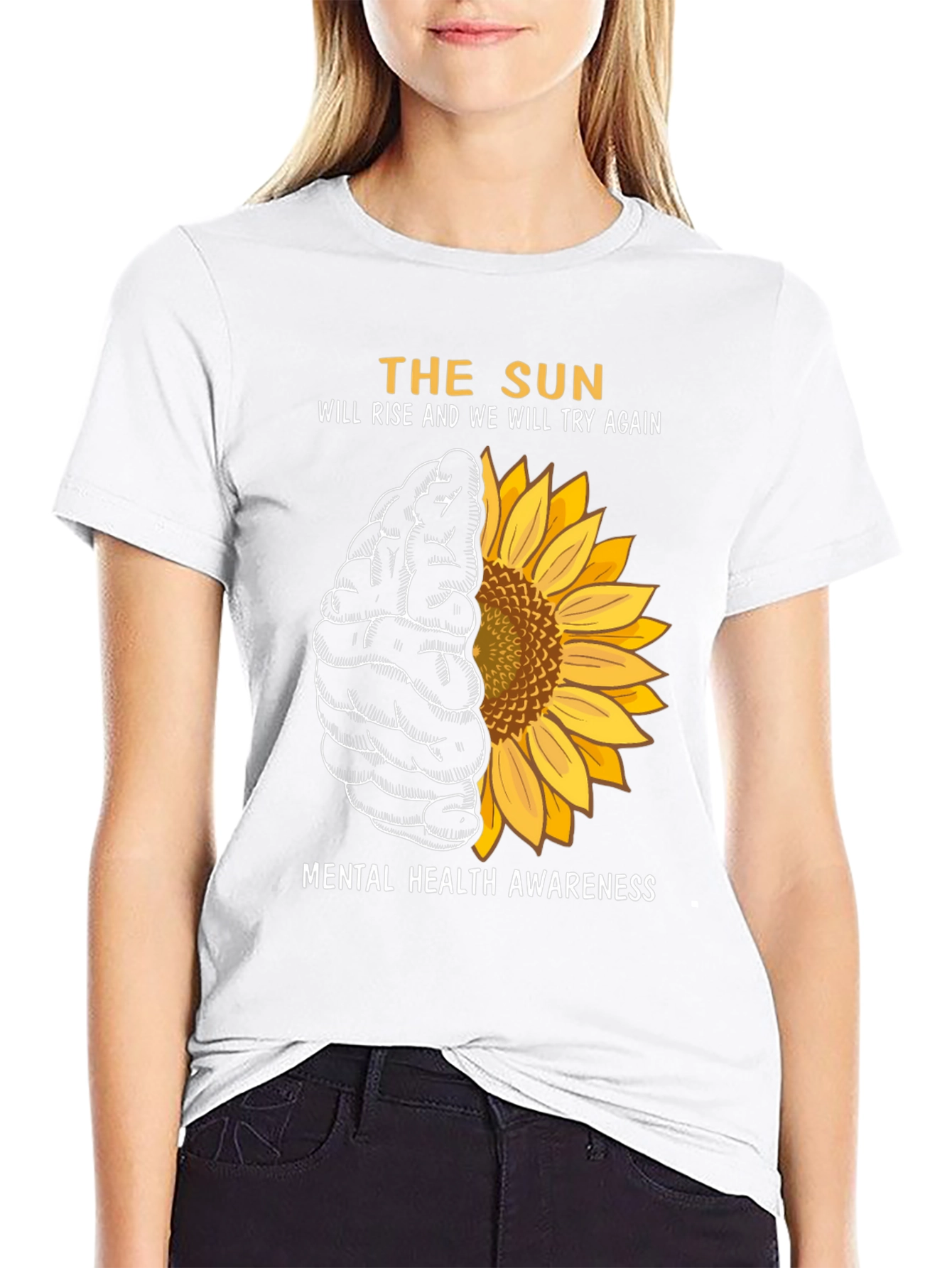Mental Health Awareness Sunflower Brain T-Shirt