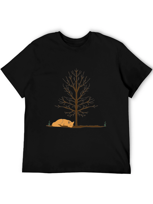 Cat Nap Tree Graphic Tee - Soft Cotton Comfort