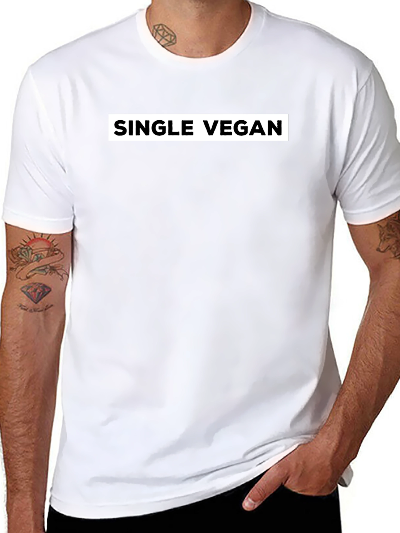 Single Vegan T-Shirt - Black Crew Neck