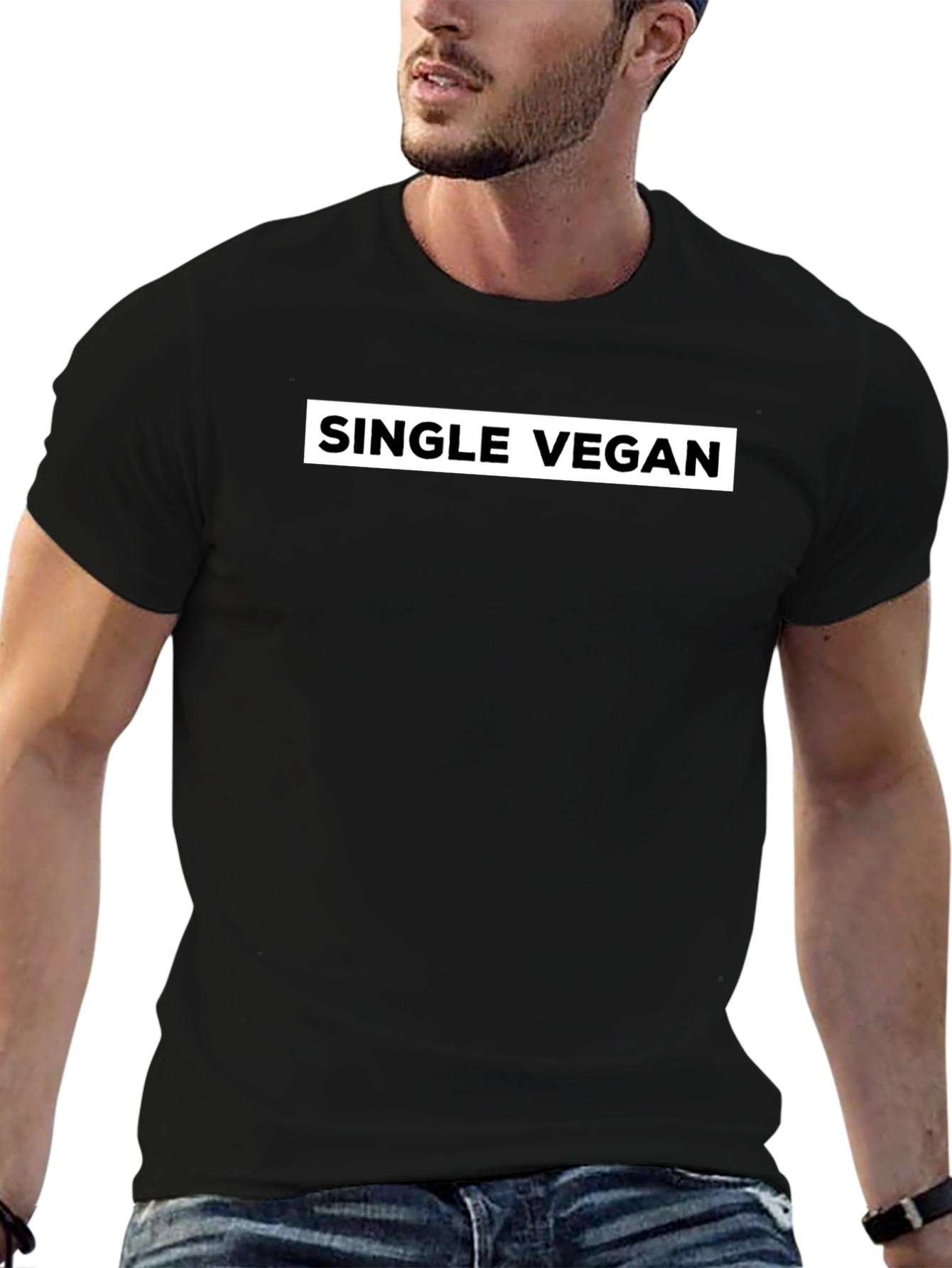 Single Vegan T-Shirt - Black Crew Neck