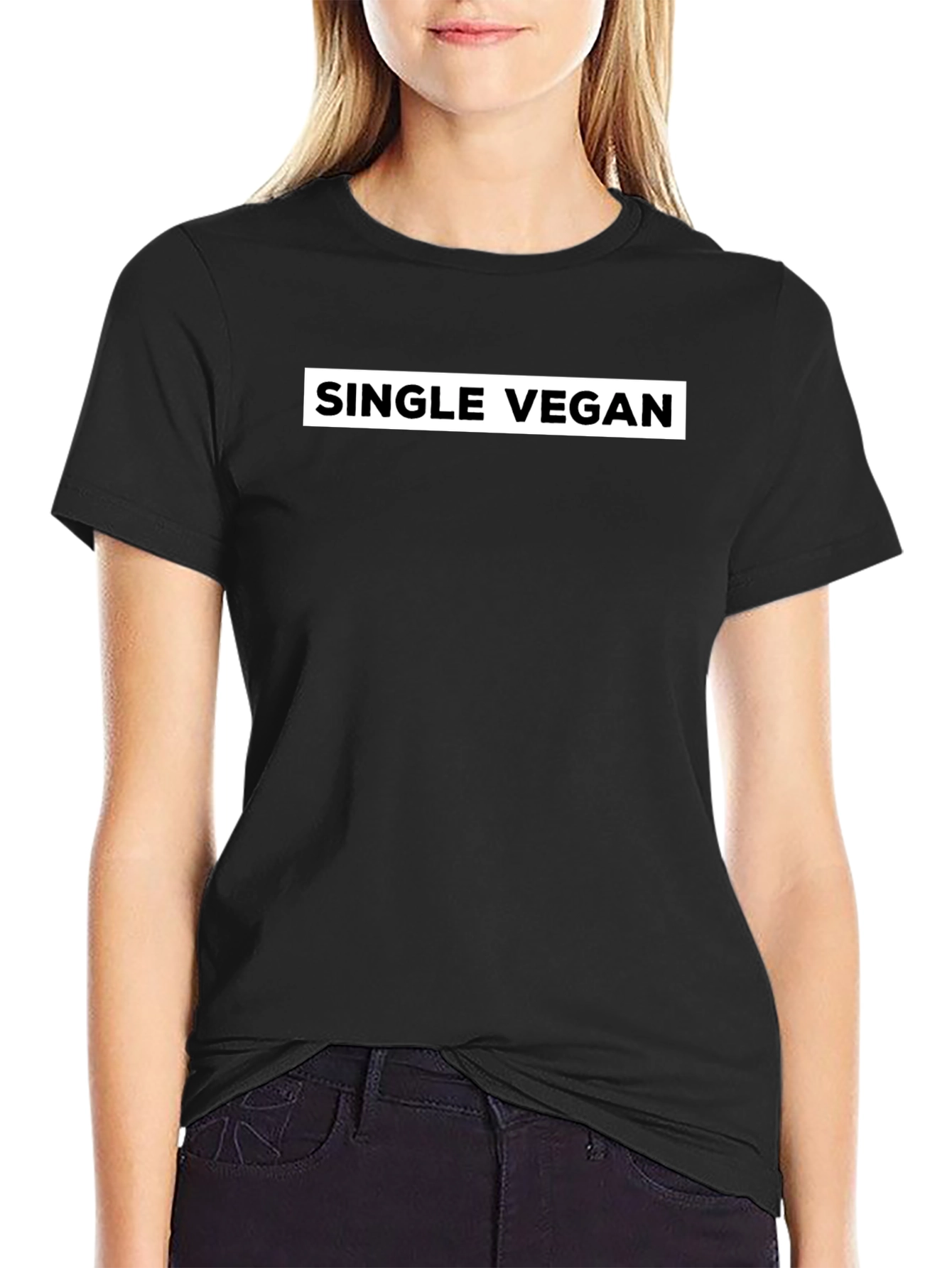 Single Vegan T-Shirt - Black Crew Neck