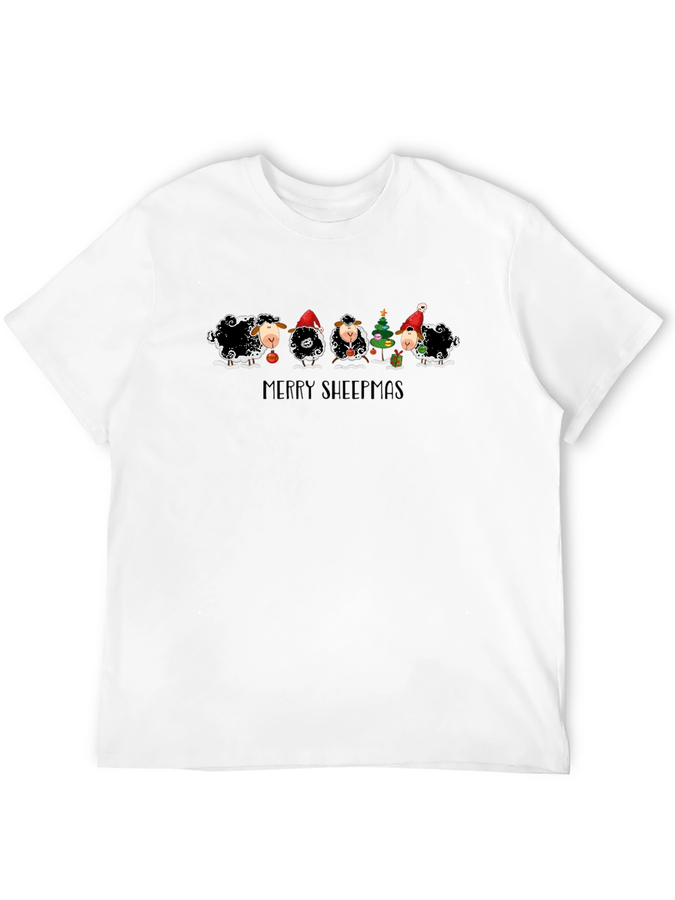 Merry Sheepmas Graphic T-Shirt - Black