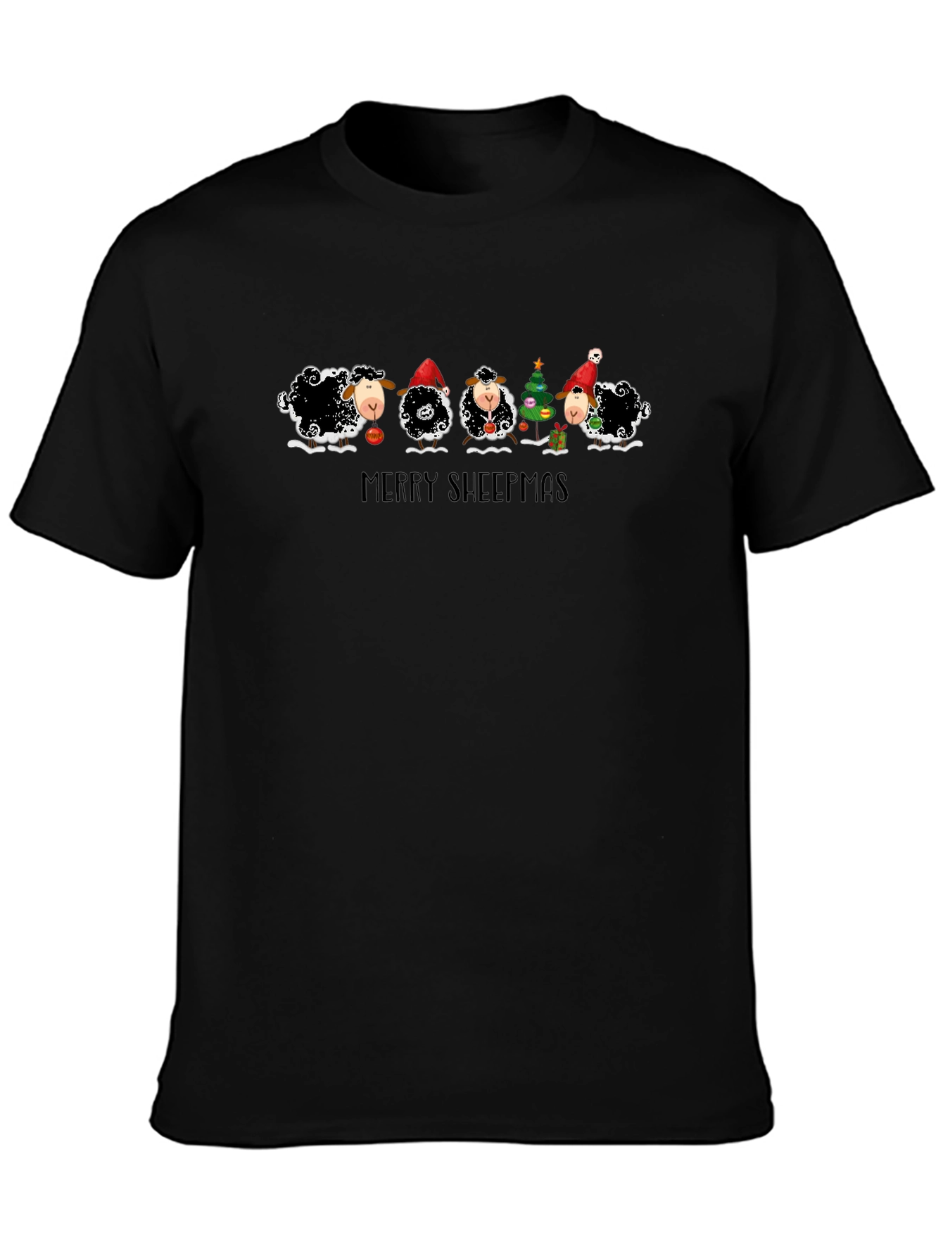 Merry Sheepmas Graphic T-Shirt - Black
