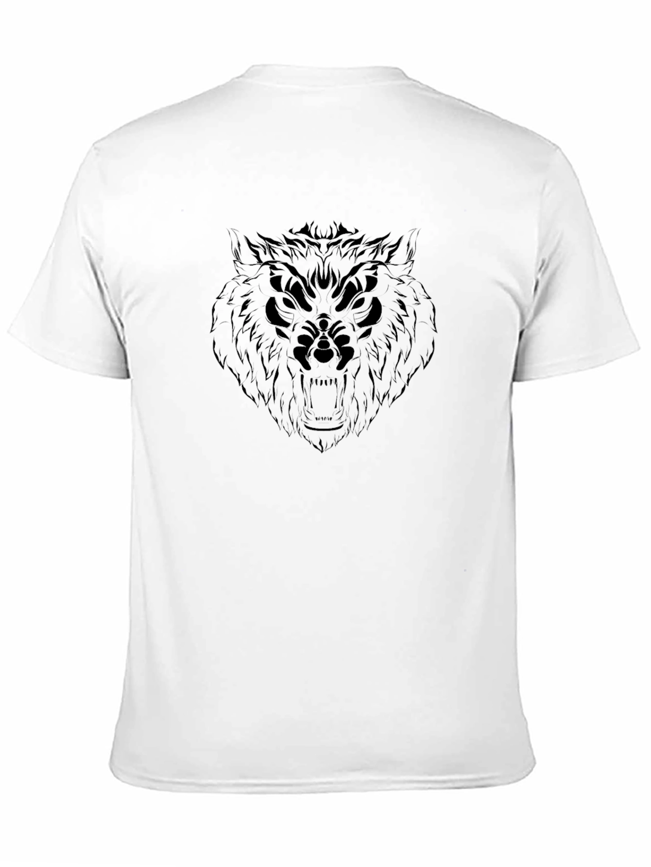 Black T-Shirt with Wolf Skull Graphic