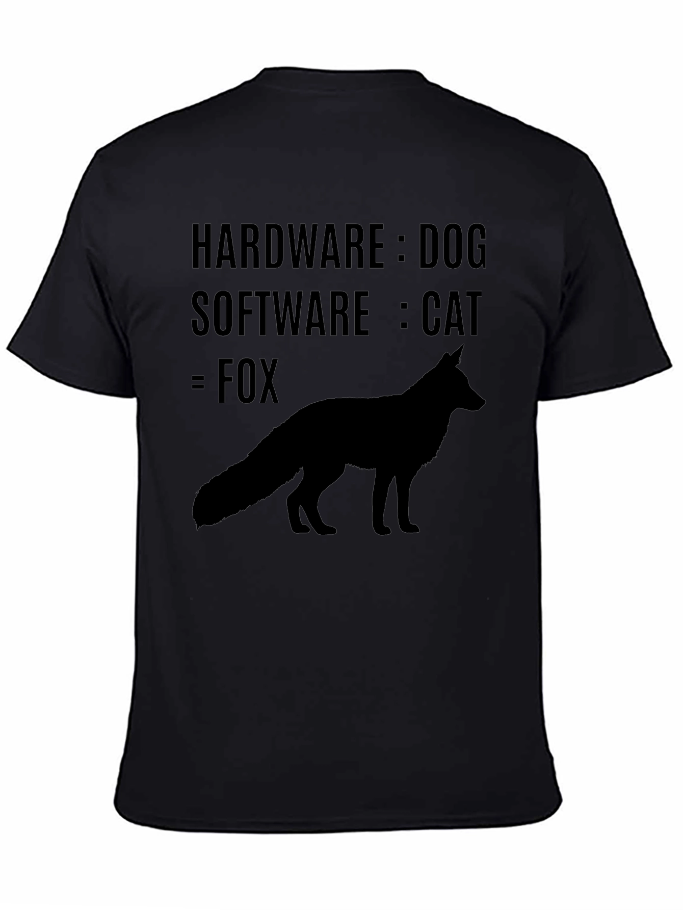 Humorous Programmer T-Shirt: Hardware Dog Software Cat Fox