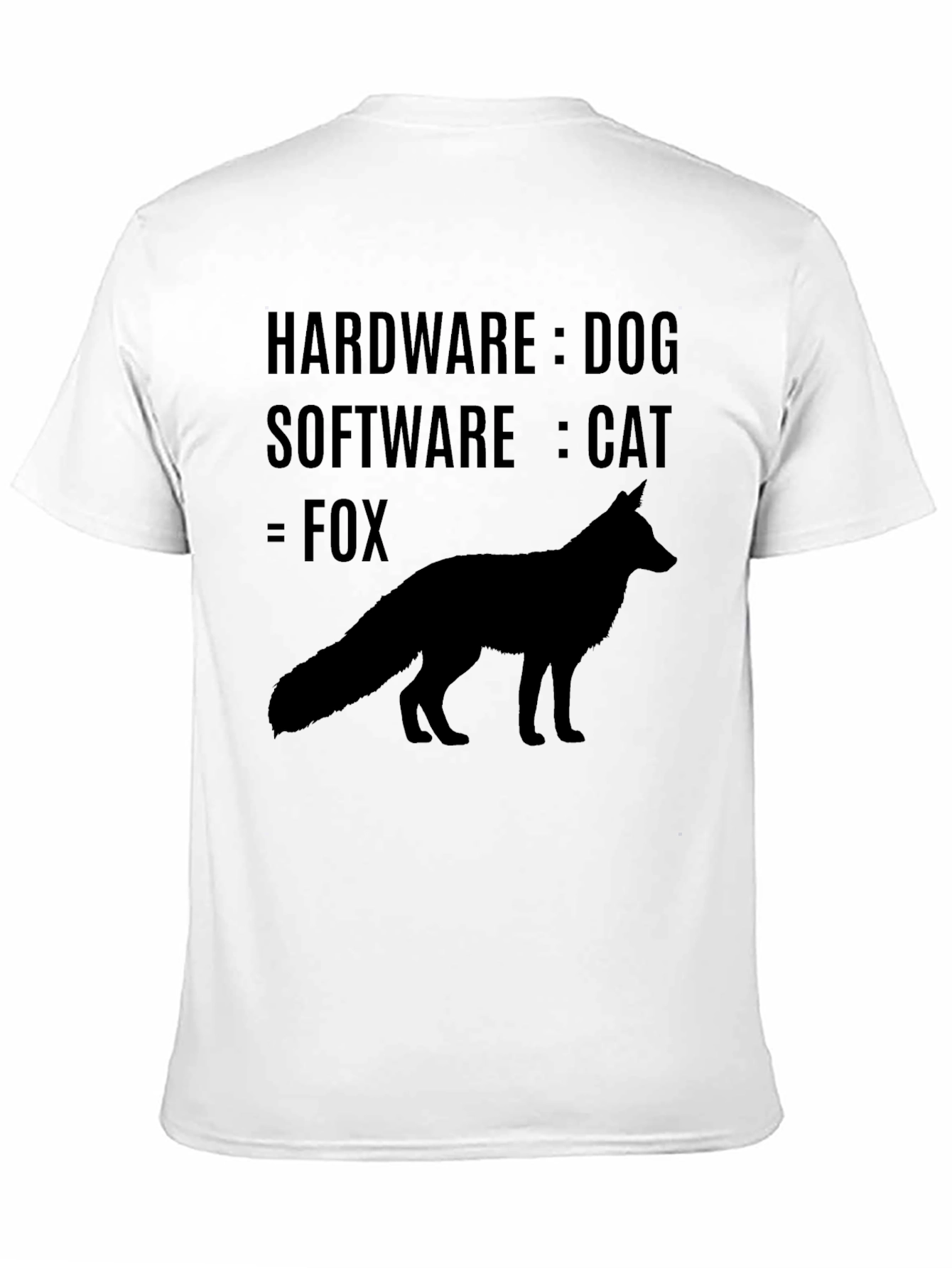 Humorous Programmer T-Shirt: Hardware Dog Software Cat Fox