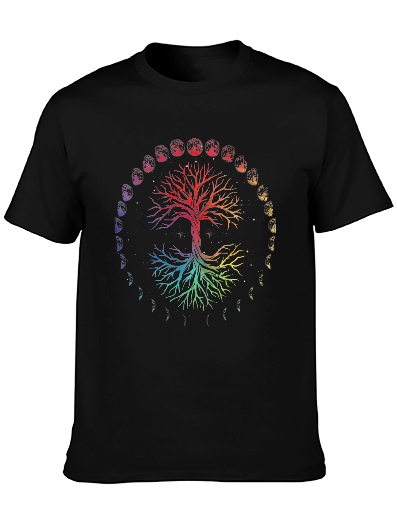 Rainbow Tree of Life Moon Phases Graphic Tee