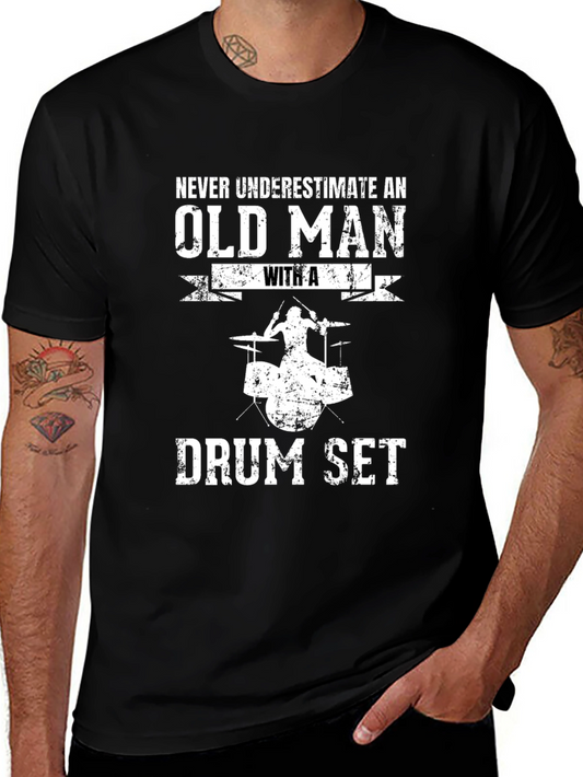 Old Man Drum Set T-Shirt - Gift for Musician Dad