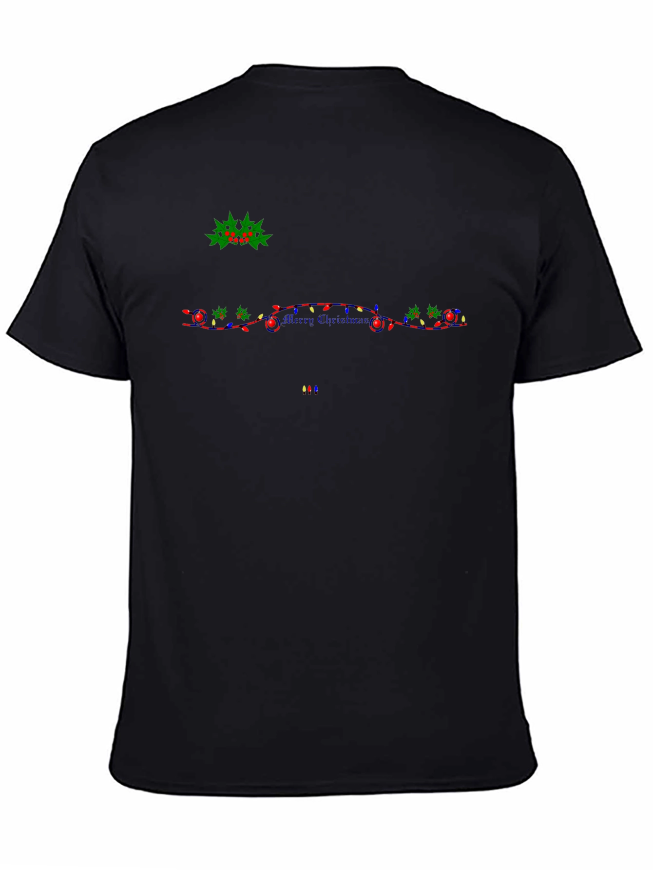 Festive Christmas Lights Graphic Black T-Shirt