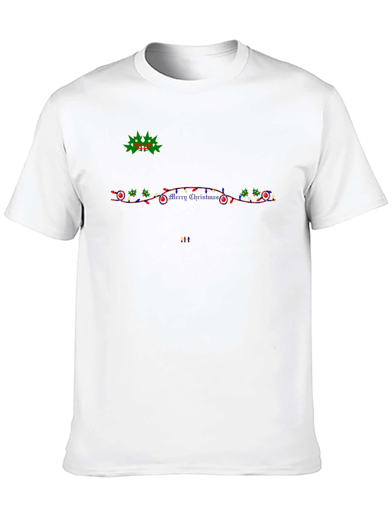 Festive Christmas Lights Graphic Black T-Shirt