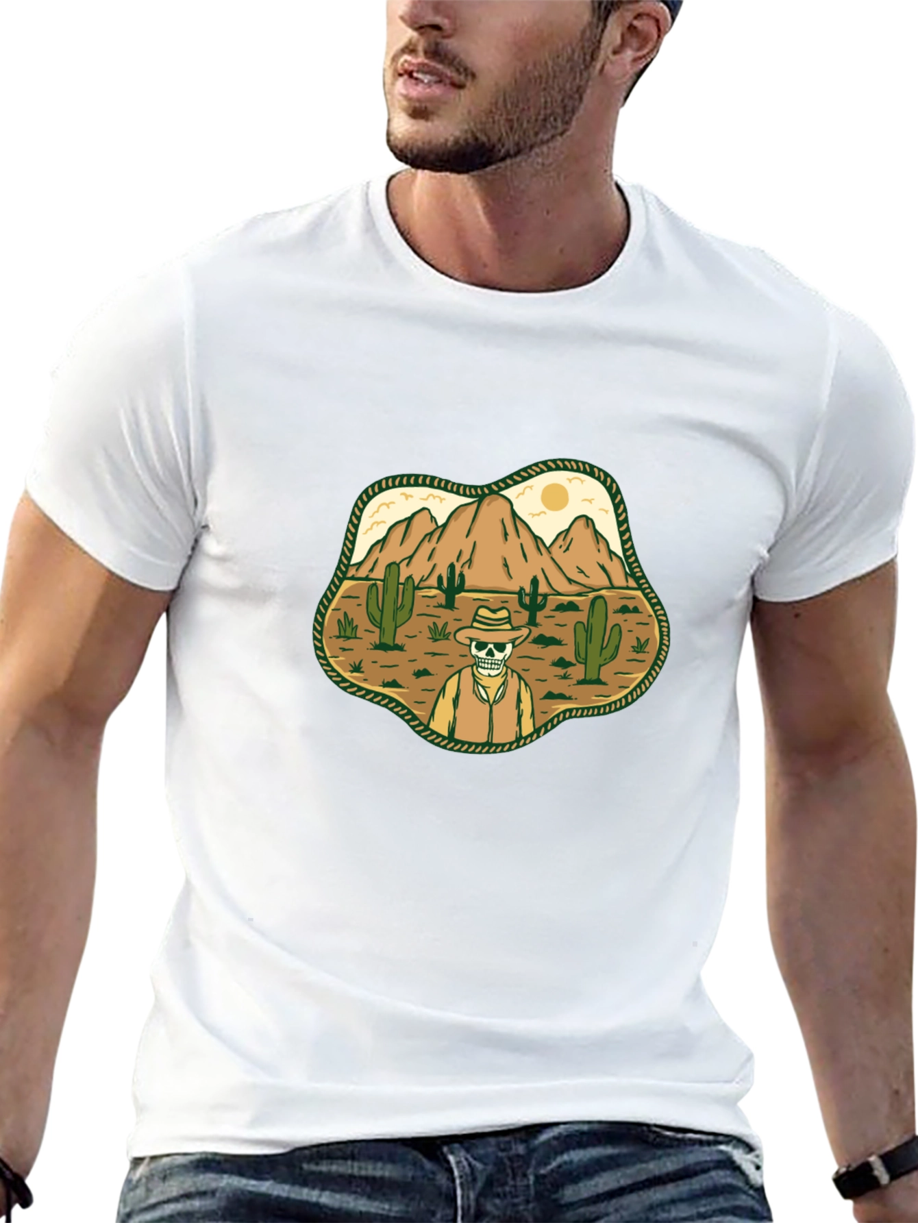 Desert Skull Cowboy Graphic T-Shirt