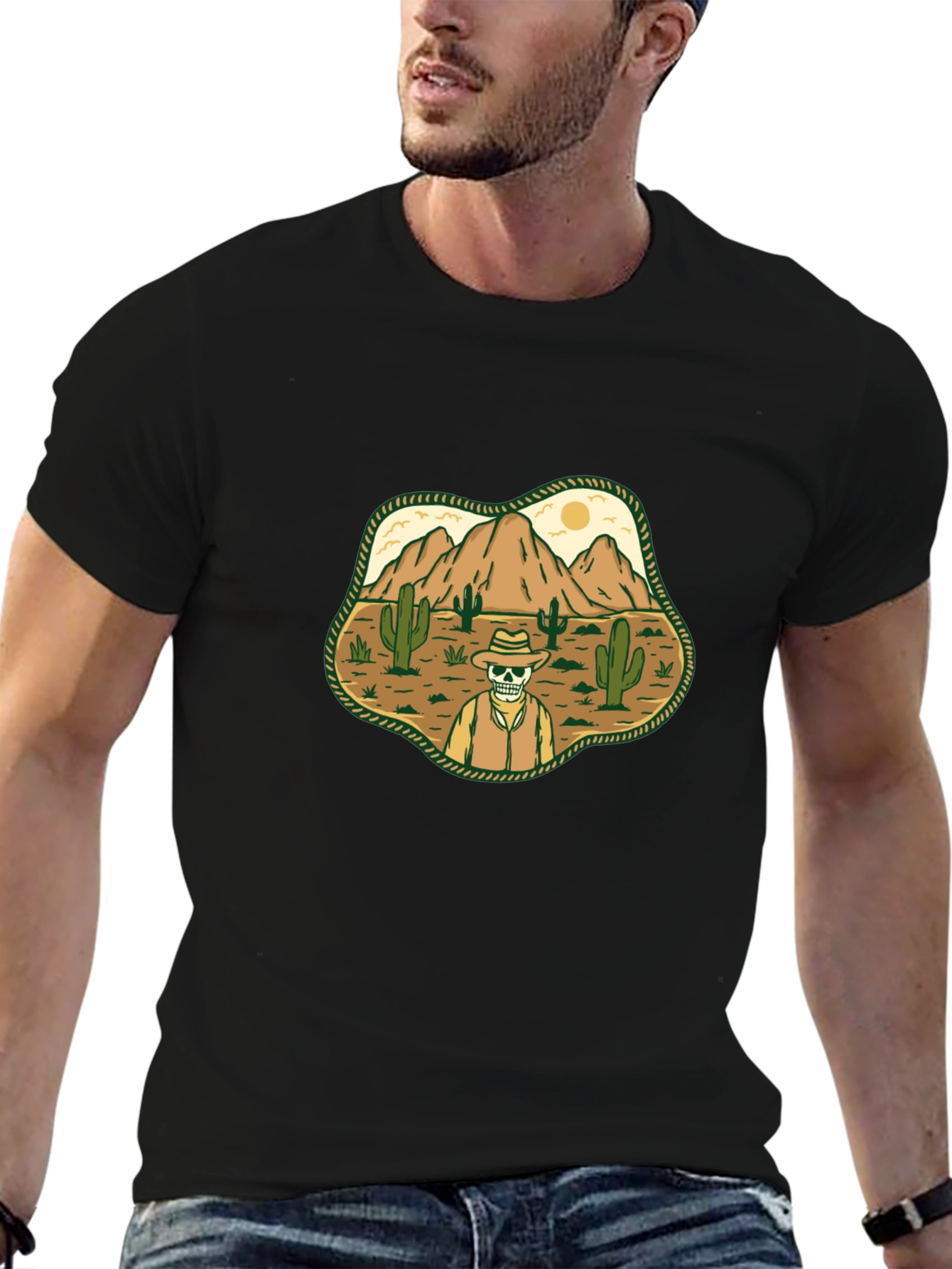 Desert Skull Cowboy Graphic T-Shirt