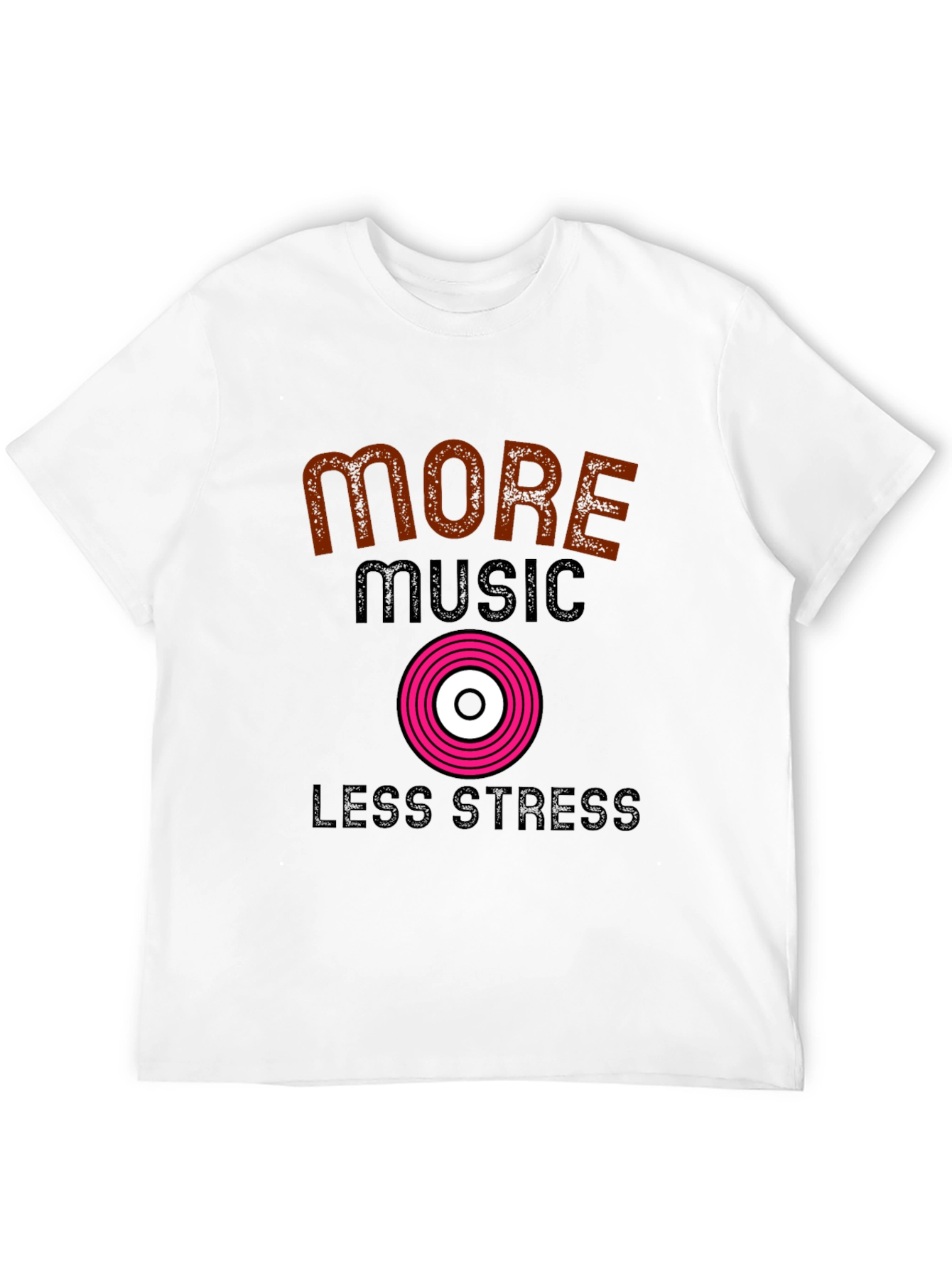 More Music Less Stress Black T-Shirt