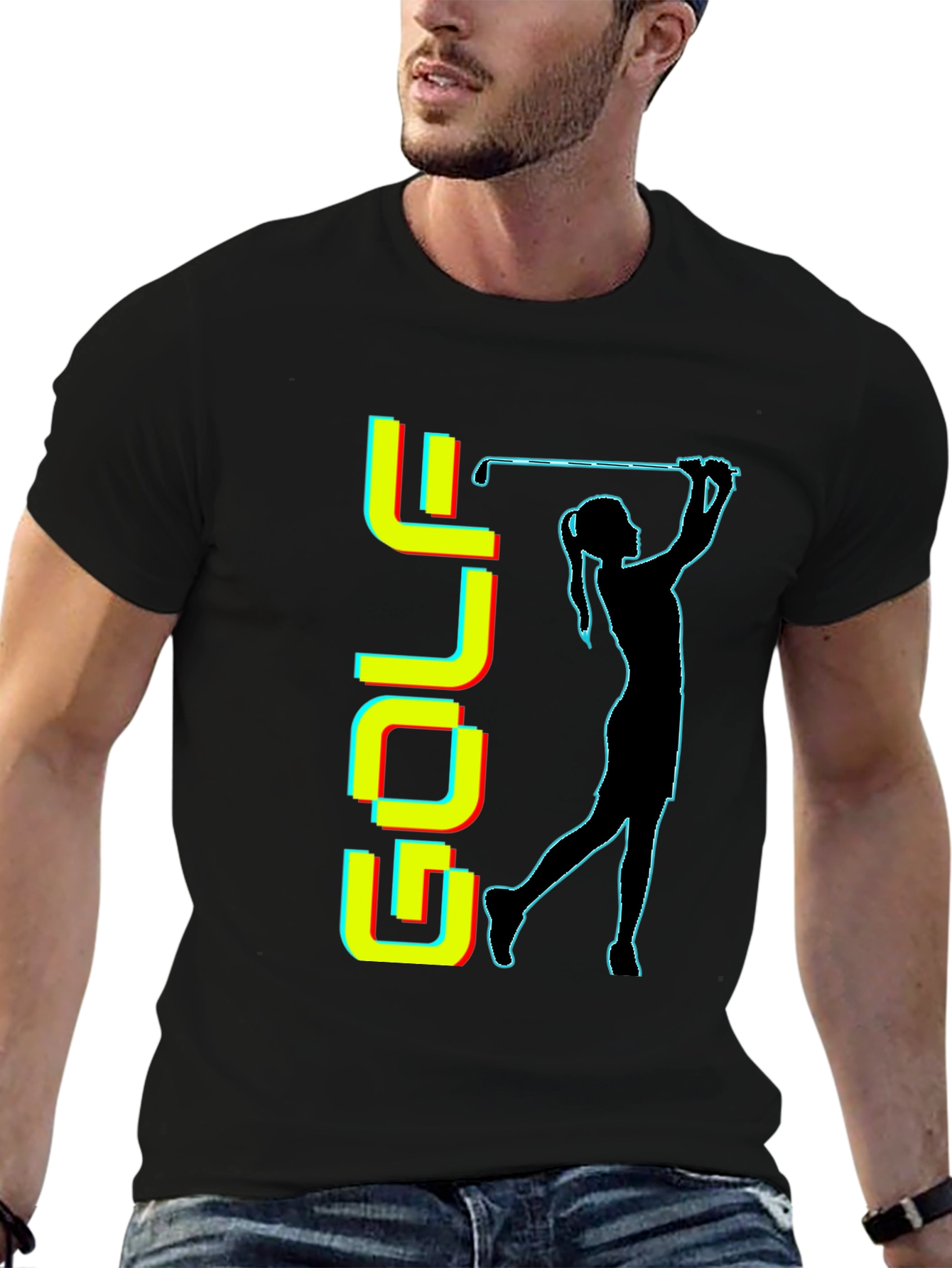 Golf T-Shirt - Retro Golfer Silhouette Tee