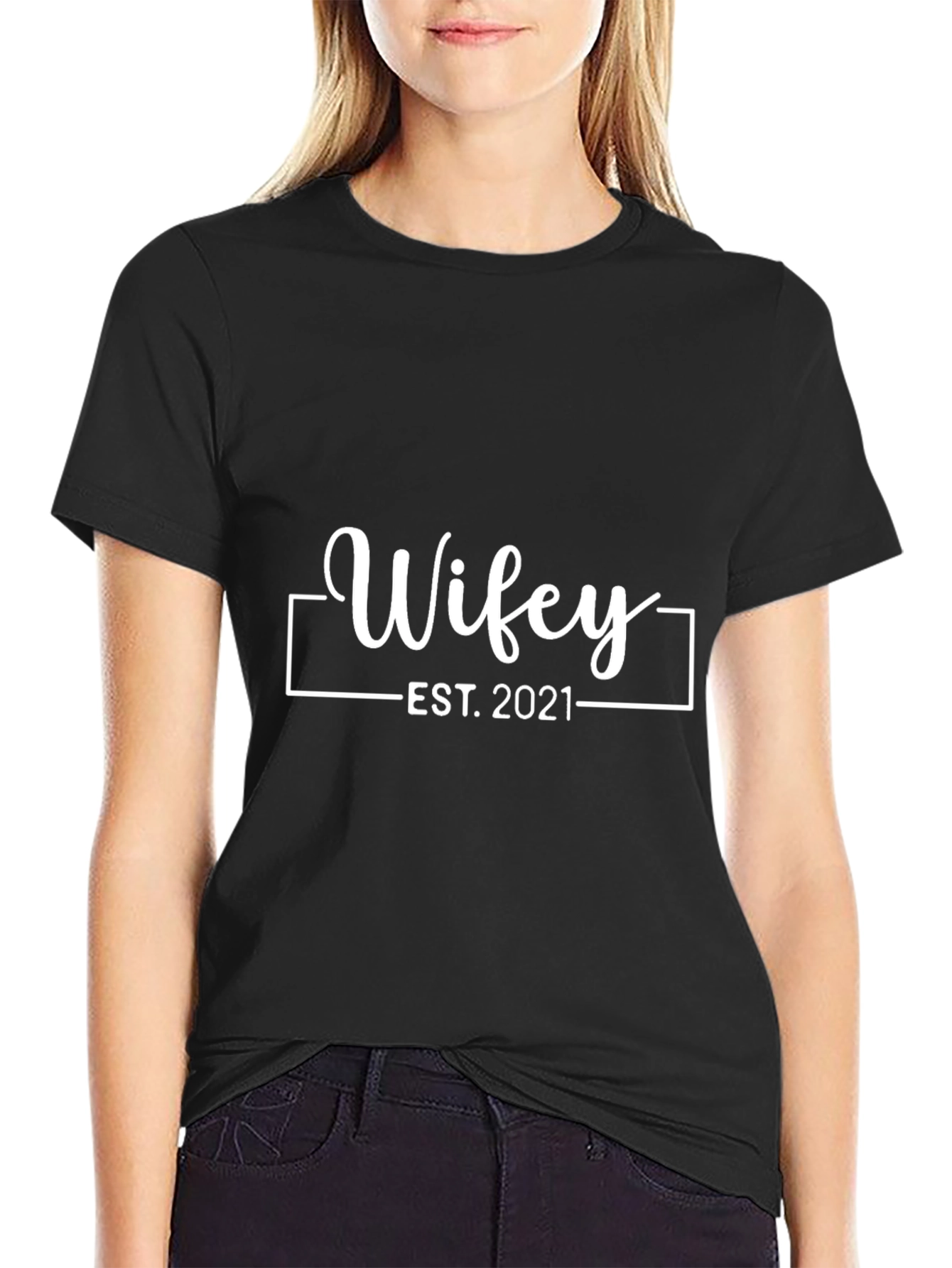 Wifey Est. 2021 Graphic T-Shirt - Black