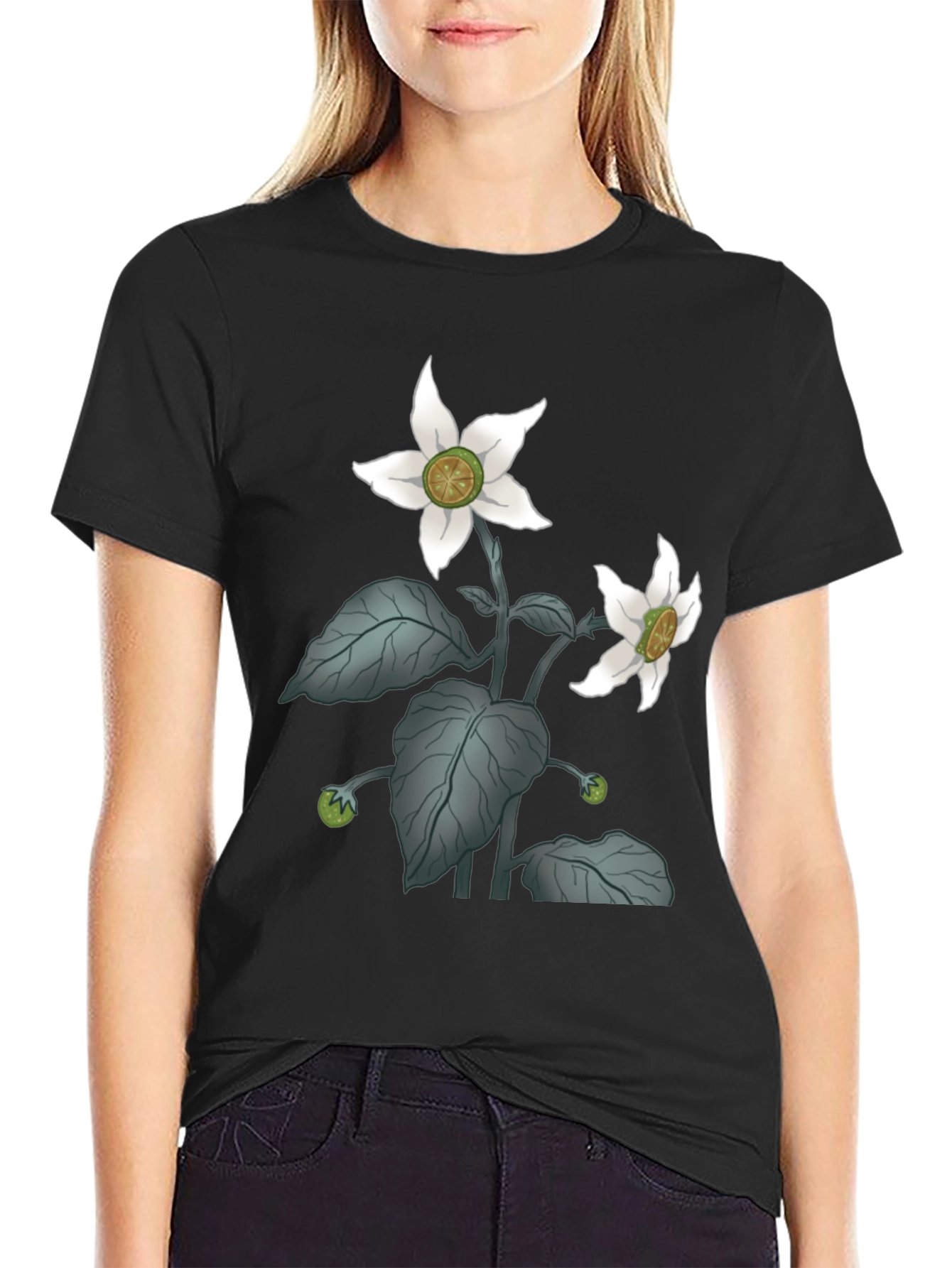 Botanical Blossom Black T-Shirt