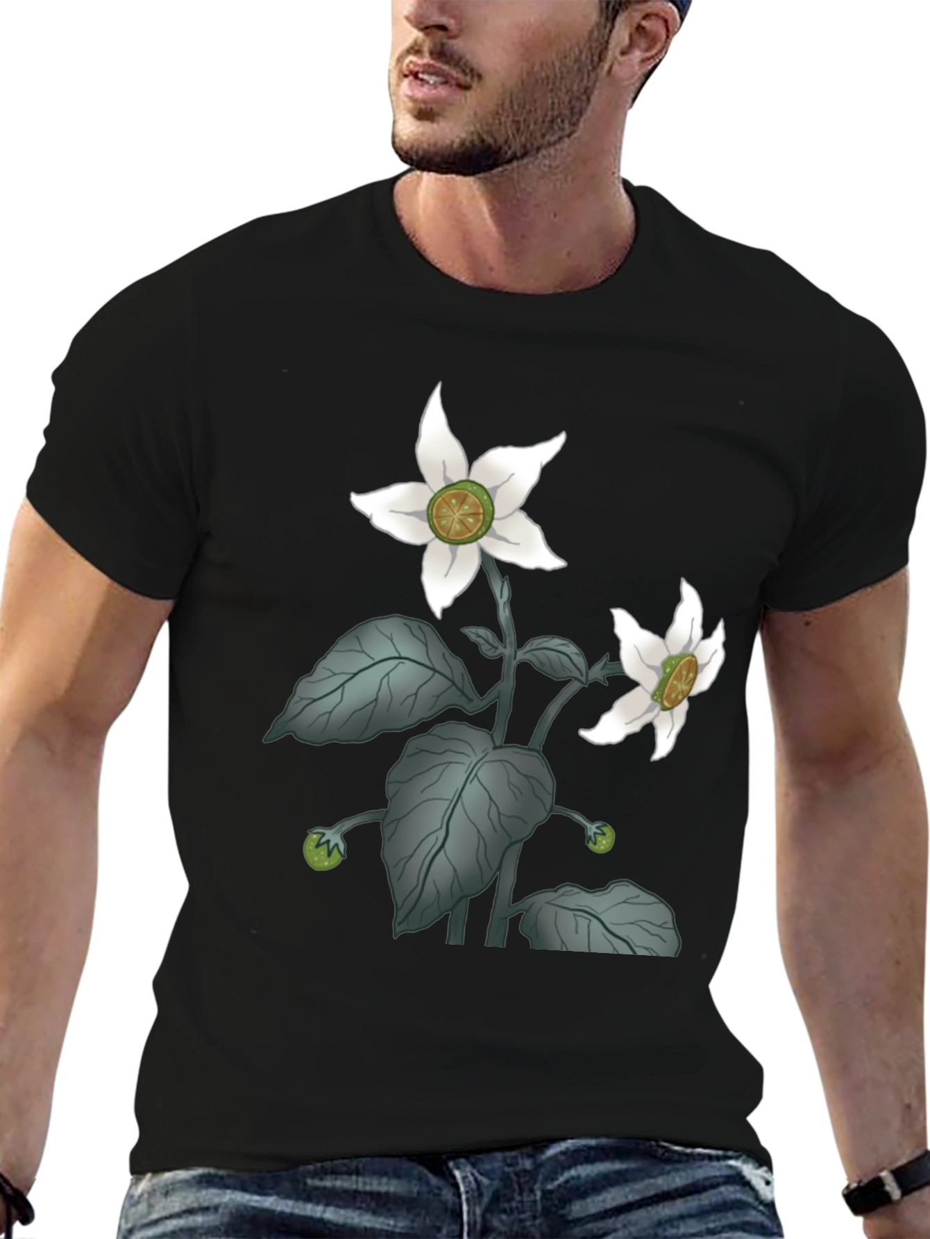 Botanical Blossom Black T-Shirt