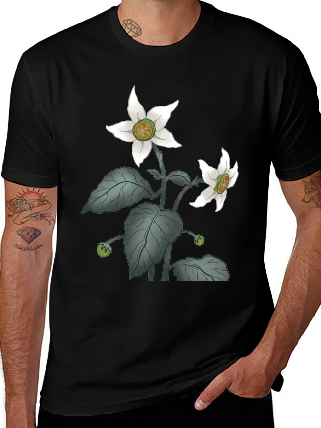 Botanical Blossom Black T-Shirt