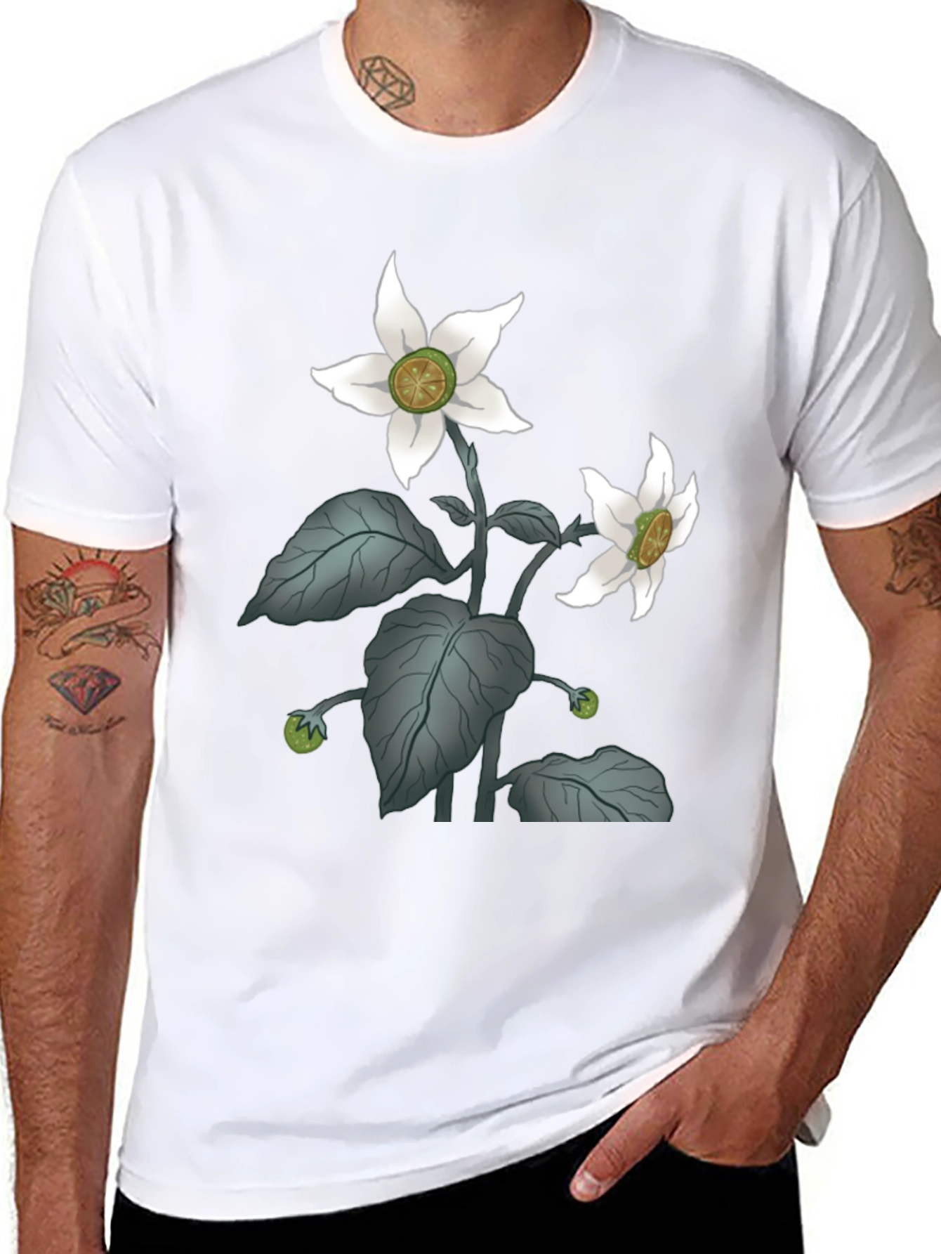 Botanical Blossom Black T-Shirt