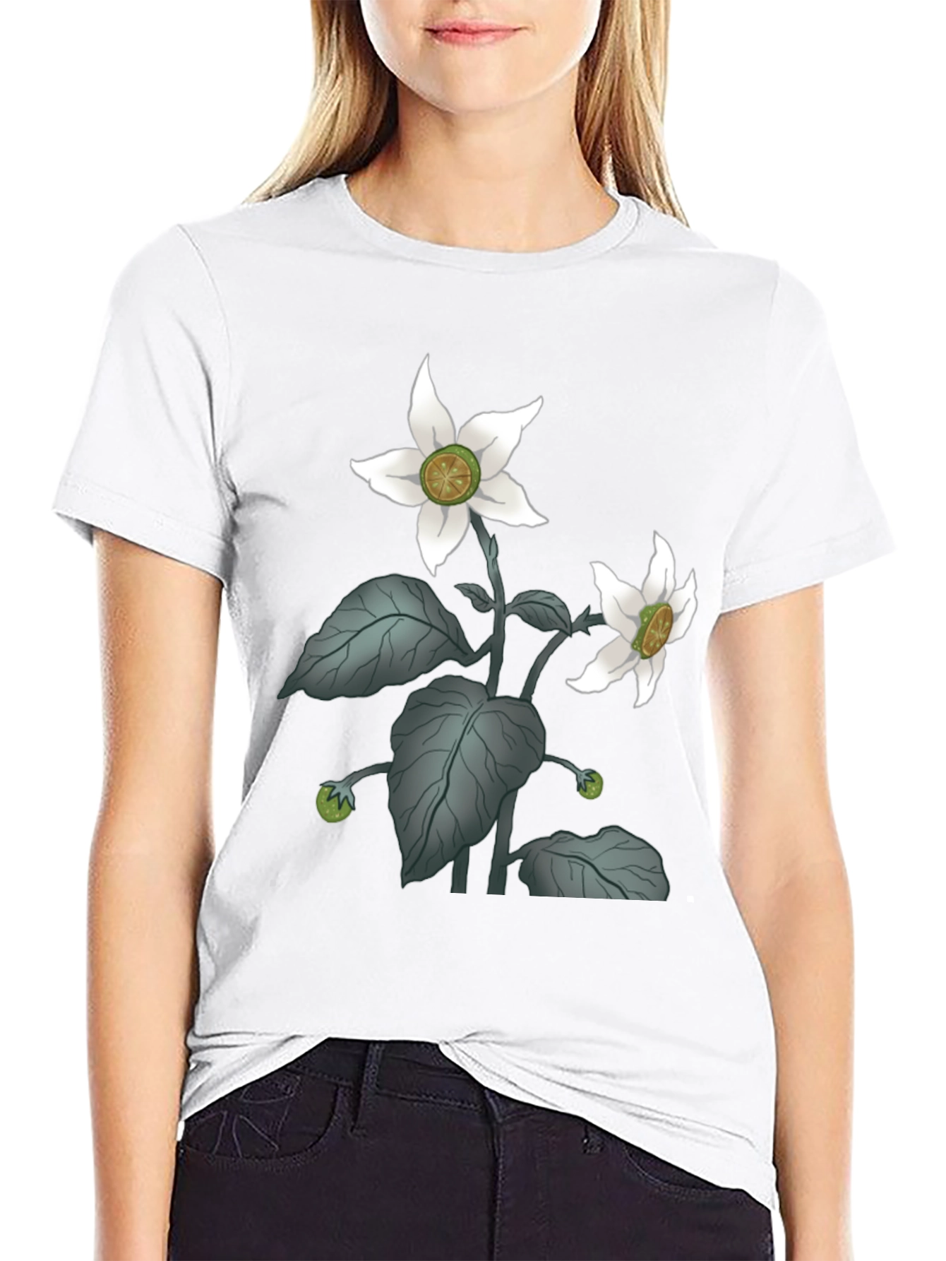 Botanical Blossom Black T-Shirt