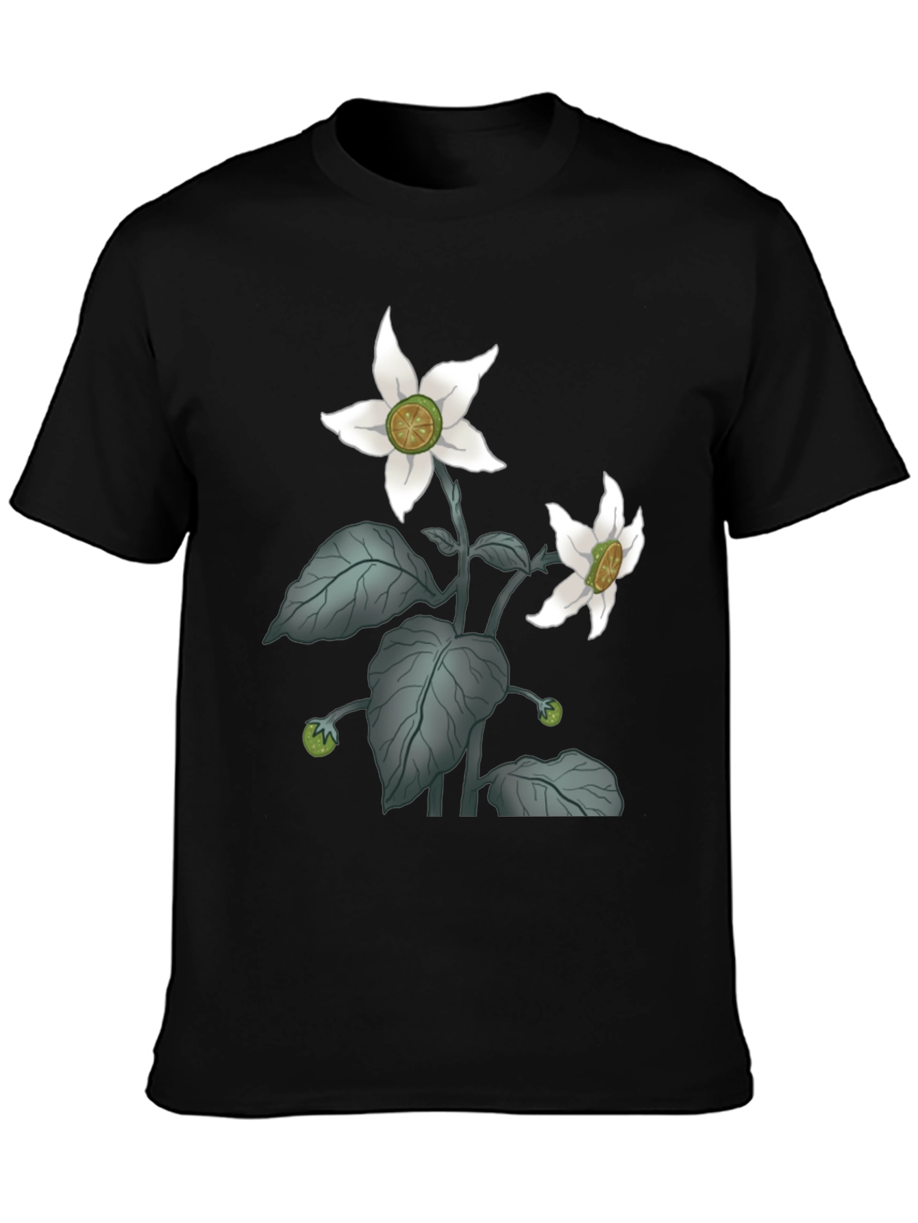 Botanical Blossom Black T-Shirt