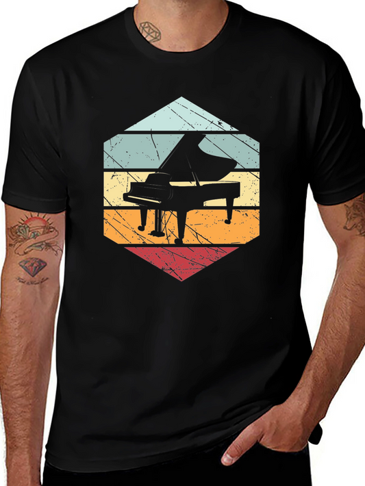 Vintage Piano Graphic T-Shirt