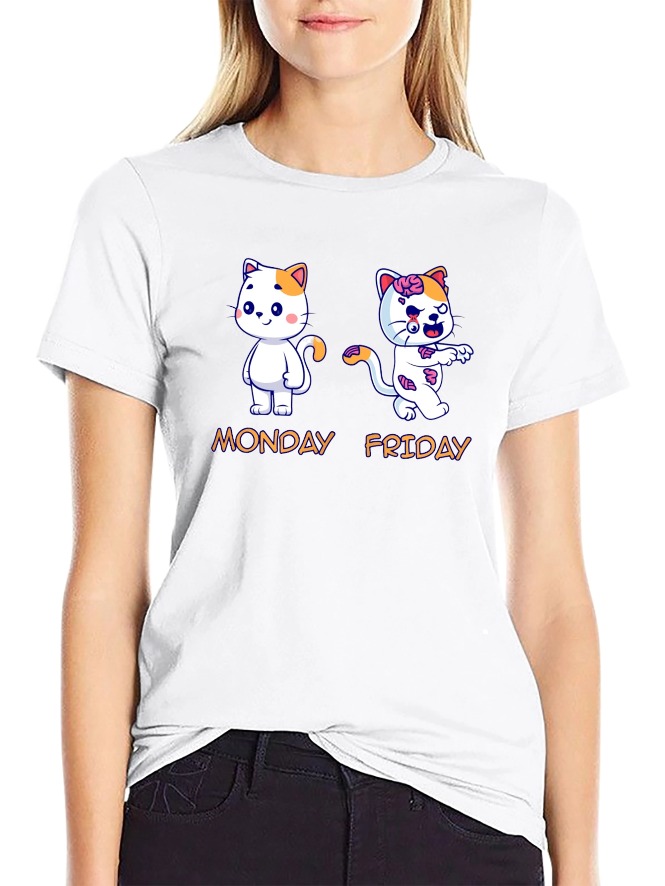 Monday Friday Cat Graphic T-Shirt - Fun and Unique!