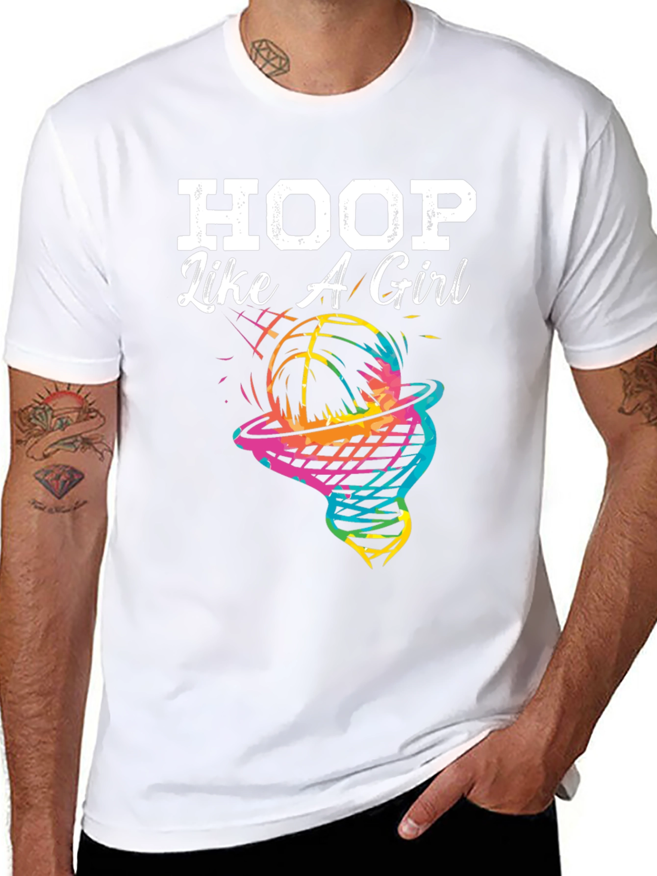 Hoop Like a Girl T-Shirt - Basketball Graphic Tee