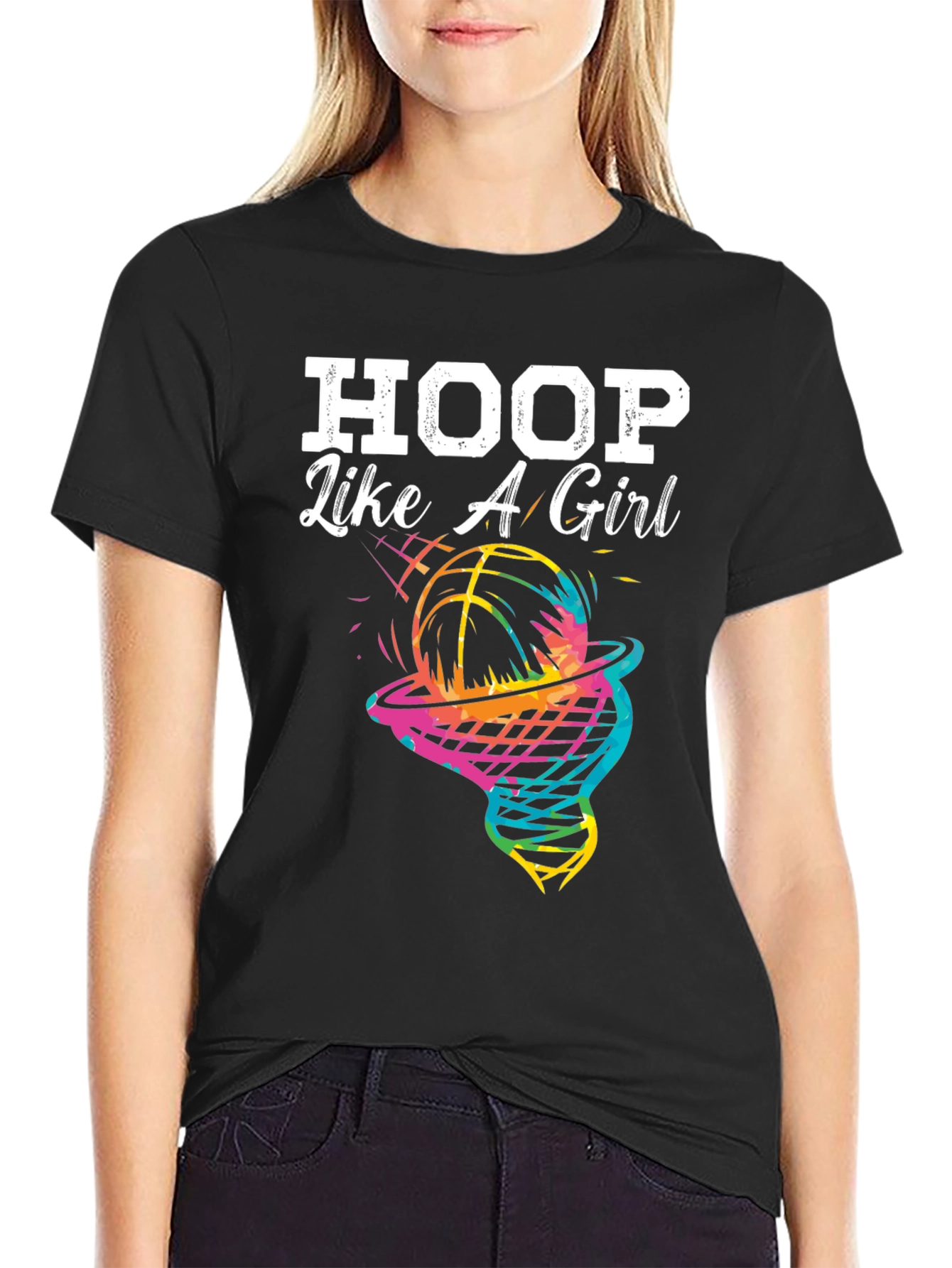 Hoop Like a Girl T-Shirt - Basketball Graphic Tee
